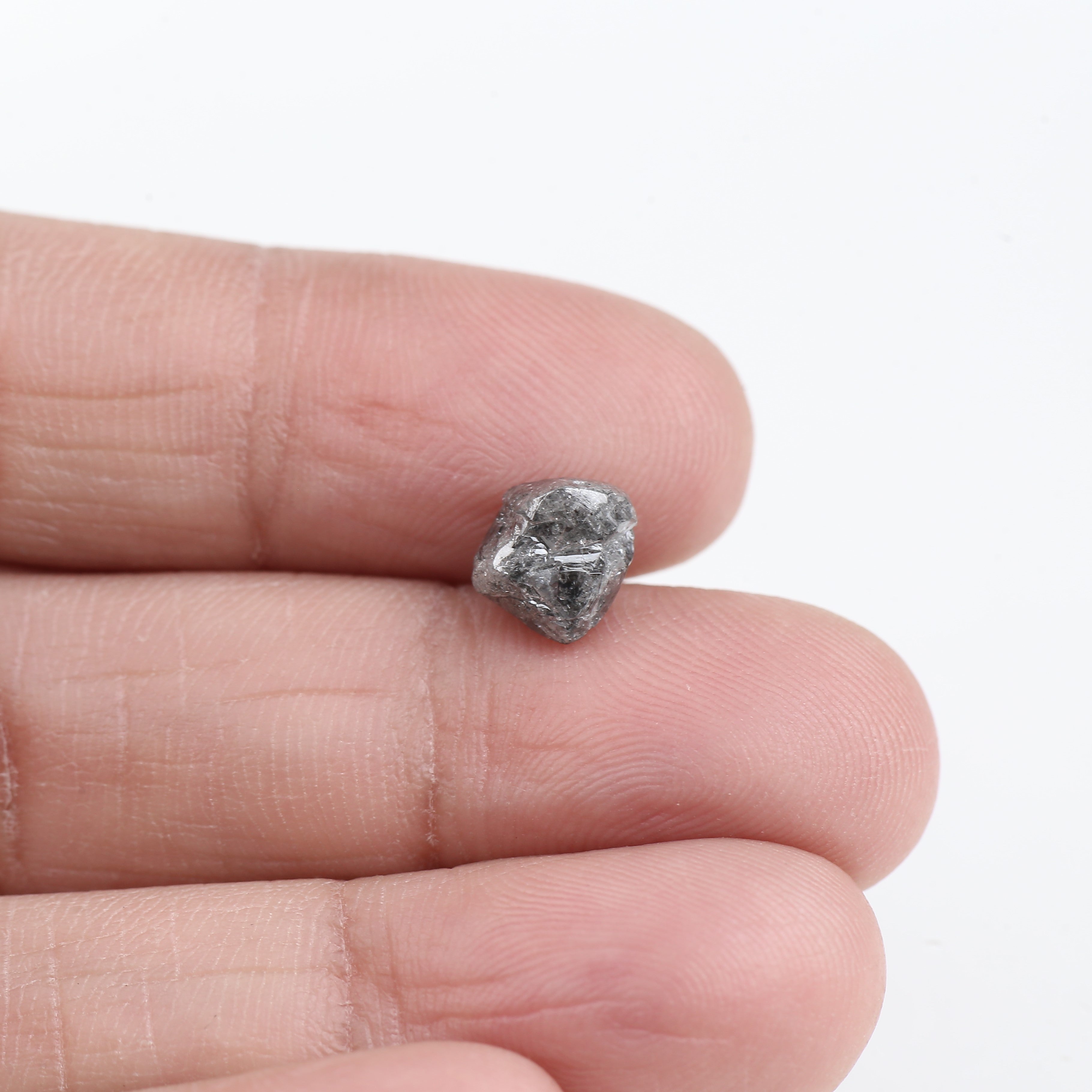 2.50 Carat Natural Gray Crystal Rough Diamond 7.41 MM