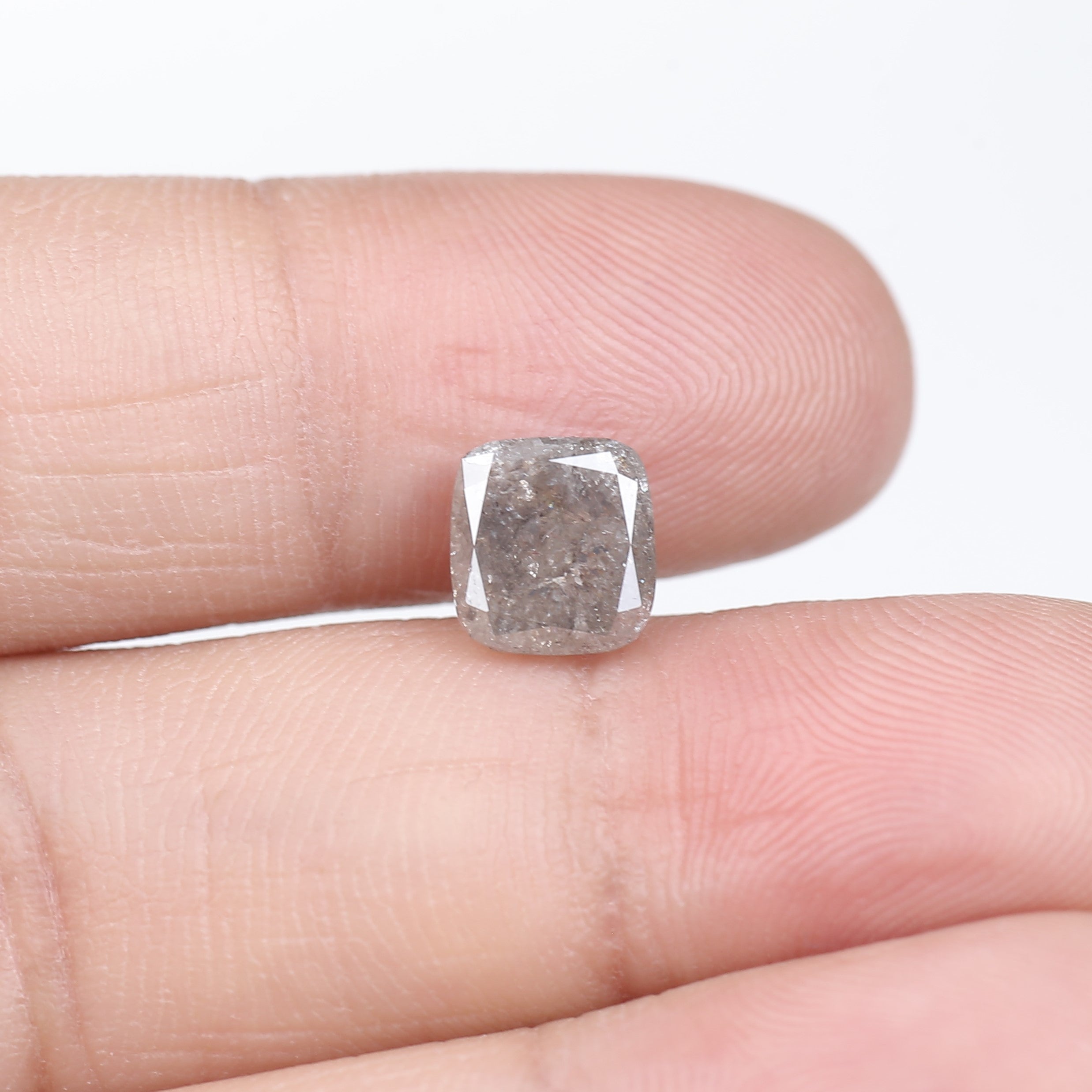 2.43 Carat Fancy Gray Cushion Radiant Cut Salt & Pepper Diamond 7.5 MM