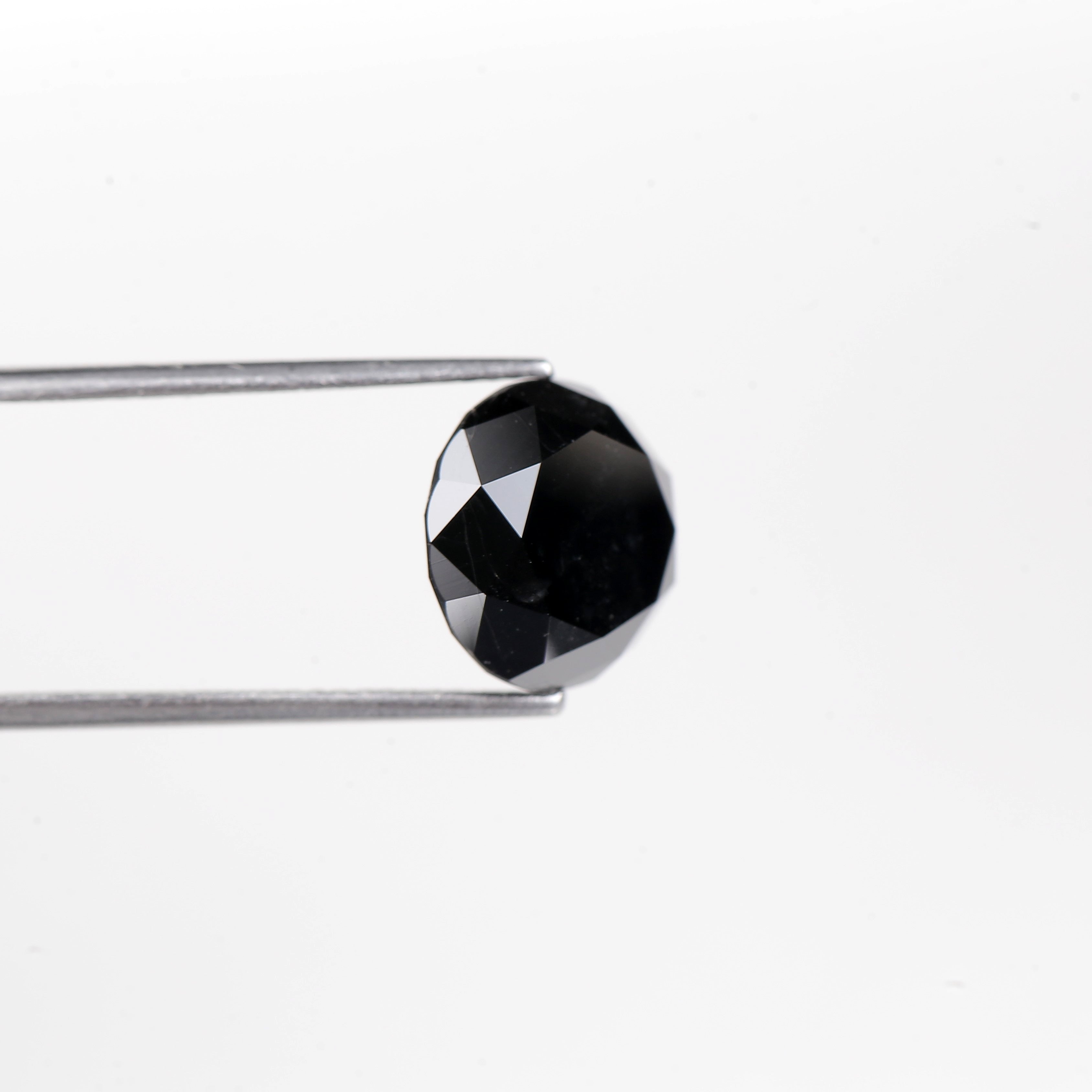 6.73 Carat Natural Round Cut Black Diamond 10.90 MM