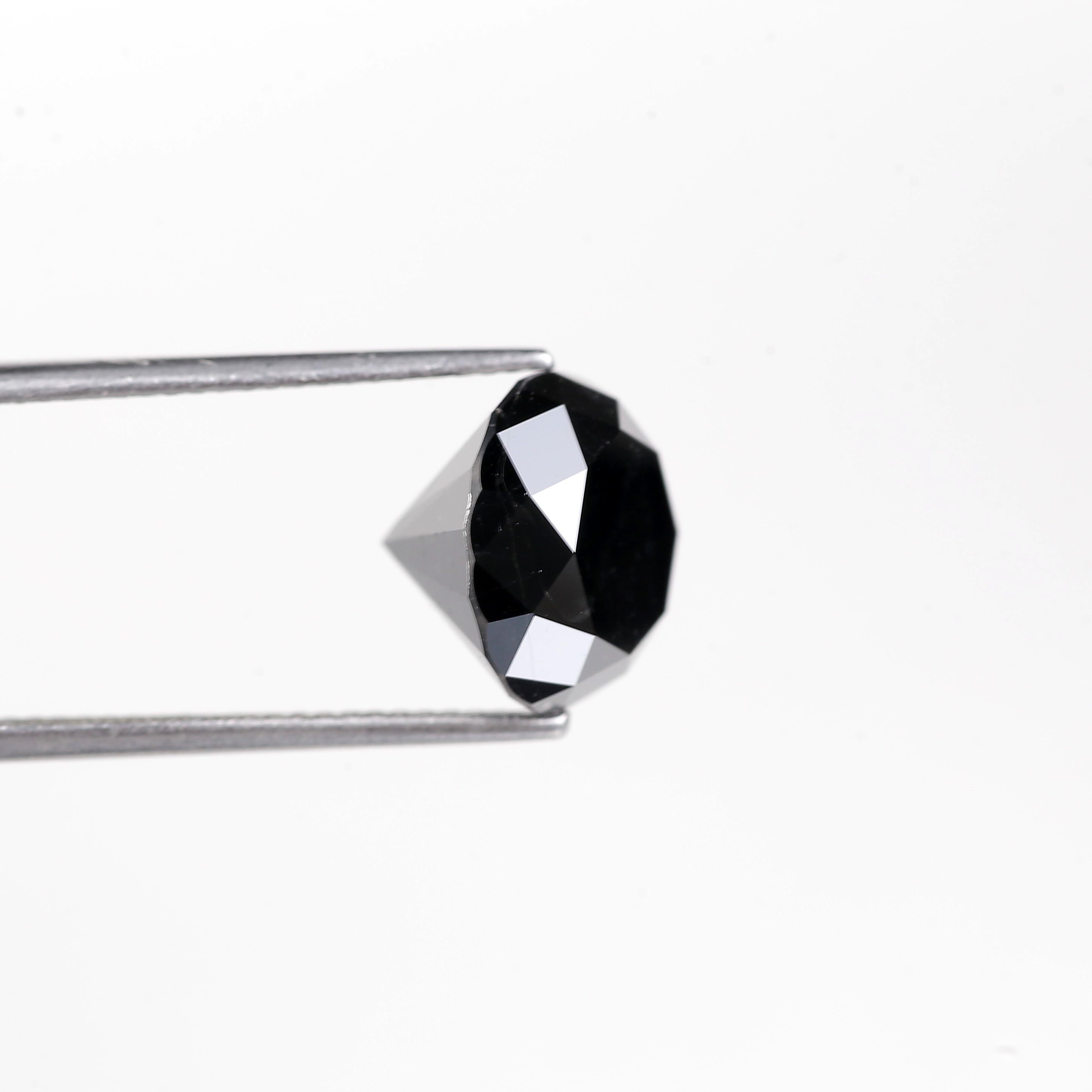 6.73 Carat Natural Round Cut Black Diamond 10.90 MM