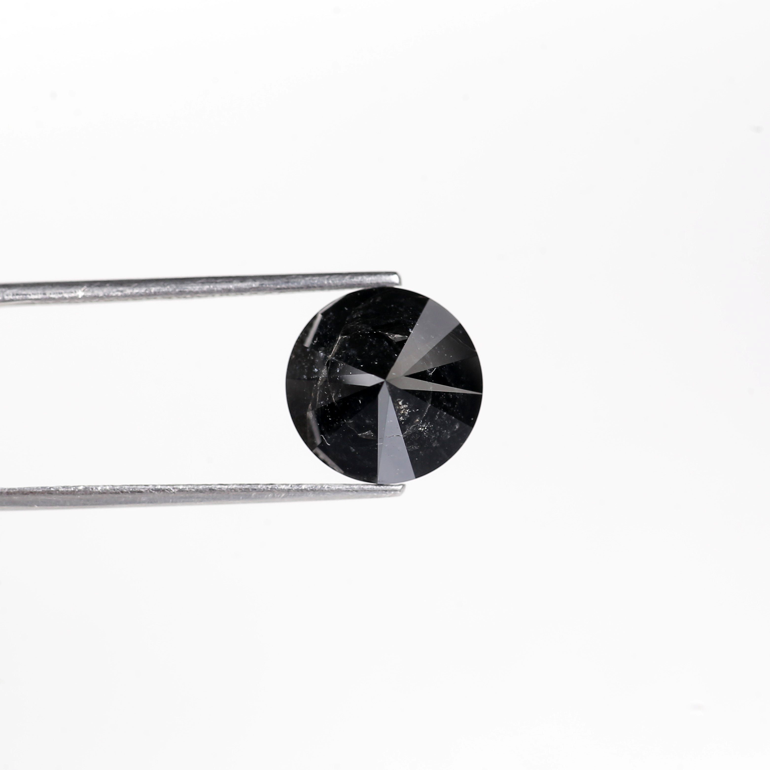6.73 Carat Natural Round Cut Black Diamond 10.90 MM
