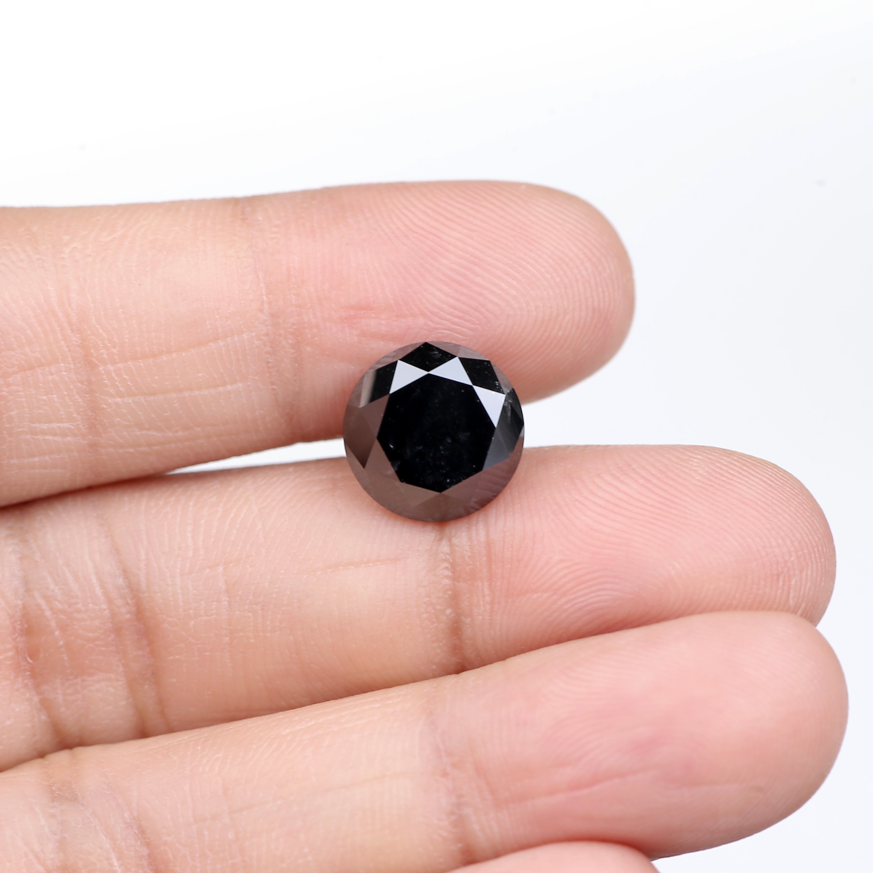 6.73 Carat Natural Round Cut Black Diamond 10.90 MM