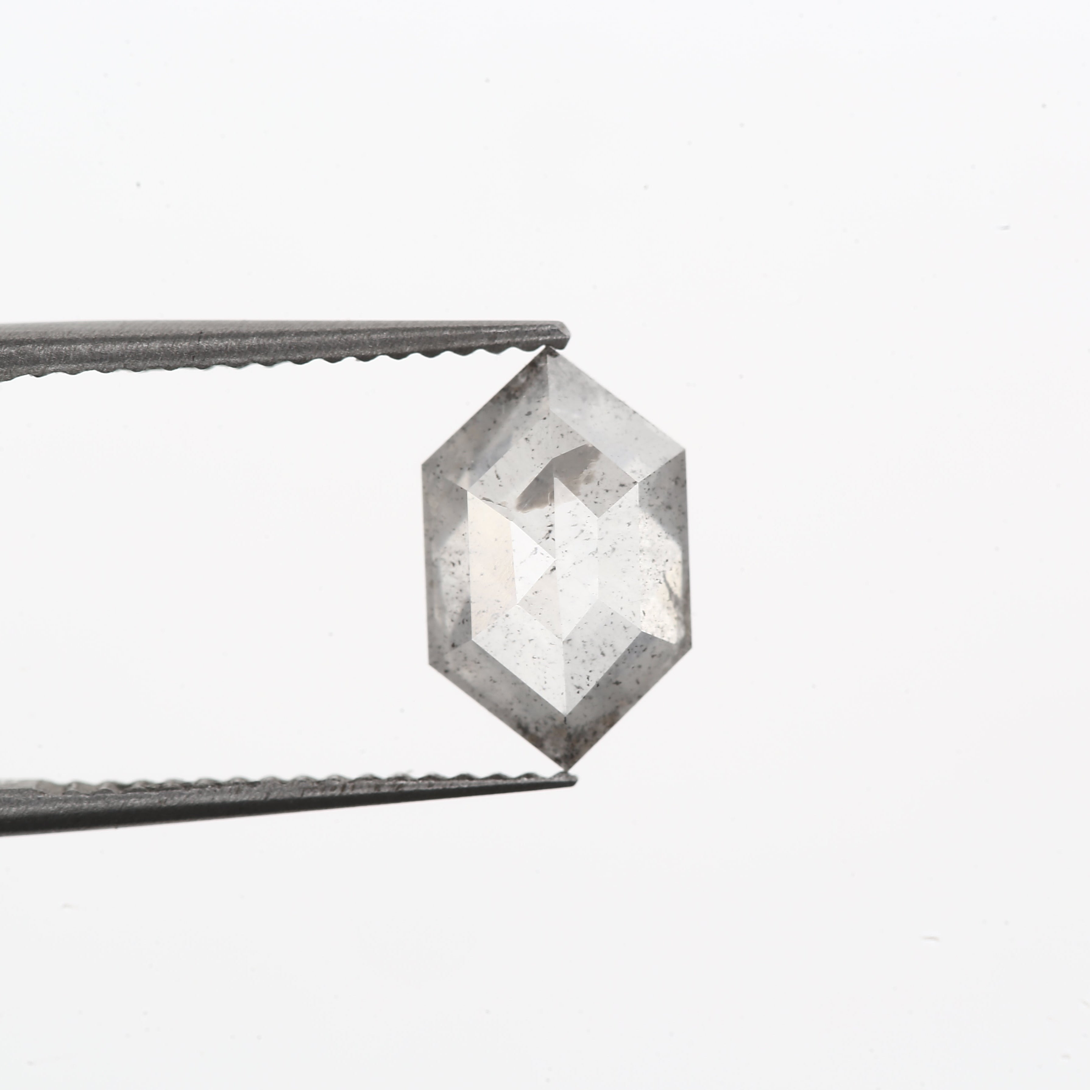 hexagon diamond salt and pepper engagement ring