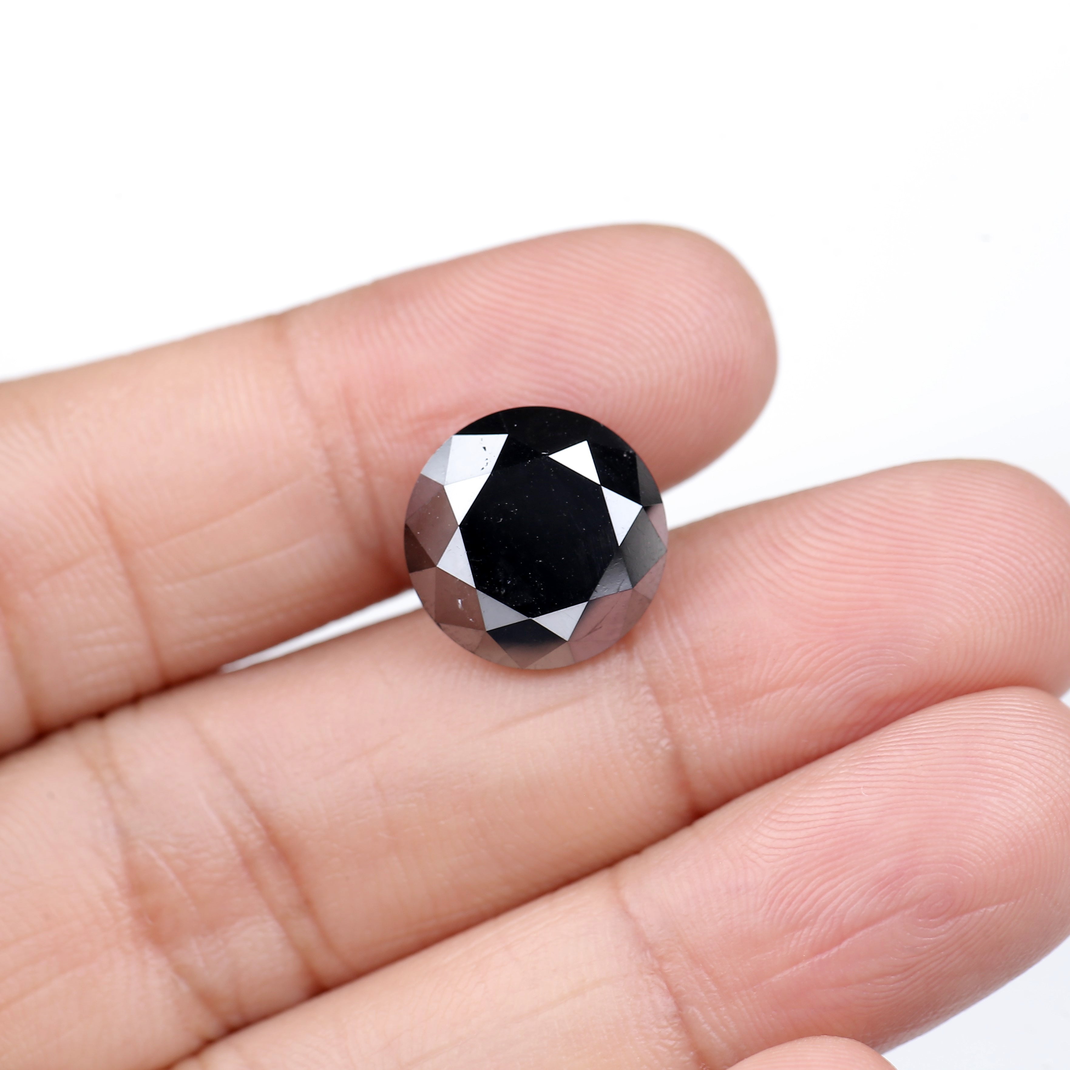 10 Ct Round Diamond Cut Natural Black 12.80 MM