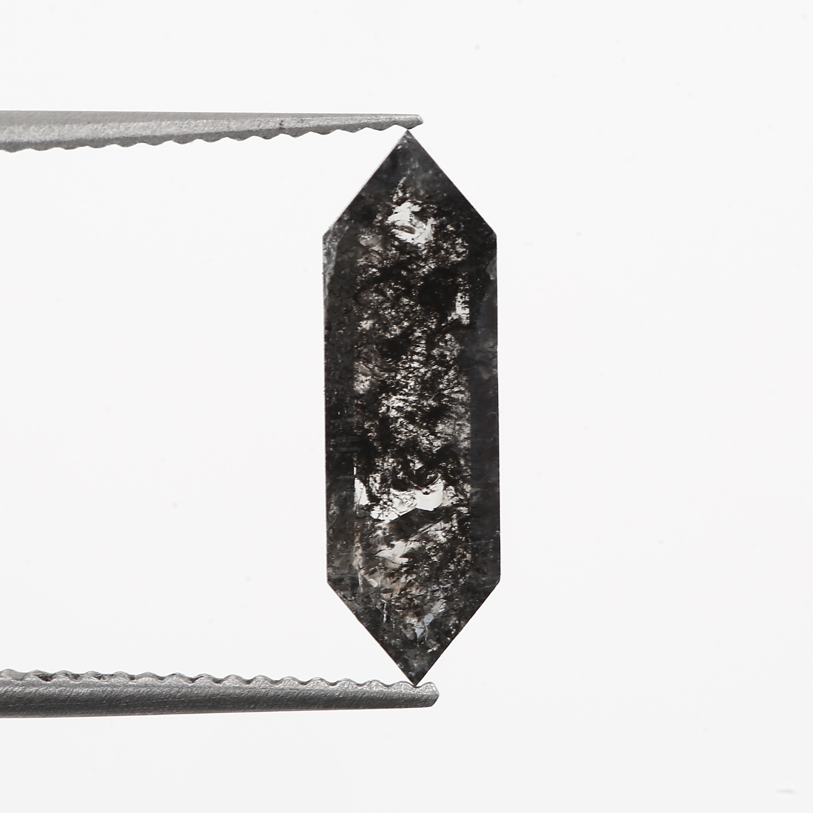 hexagon shape elongated salt and pepper diamond