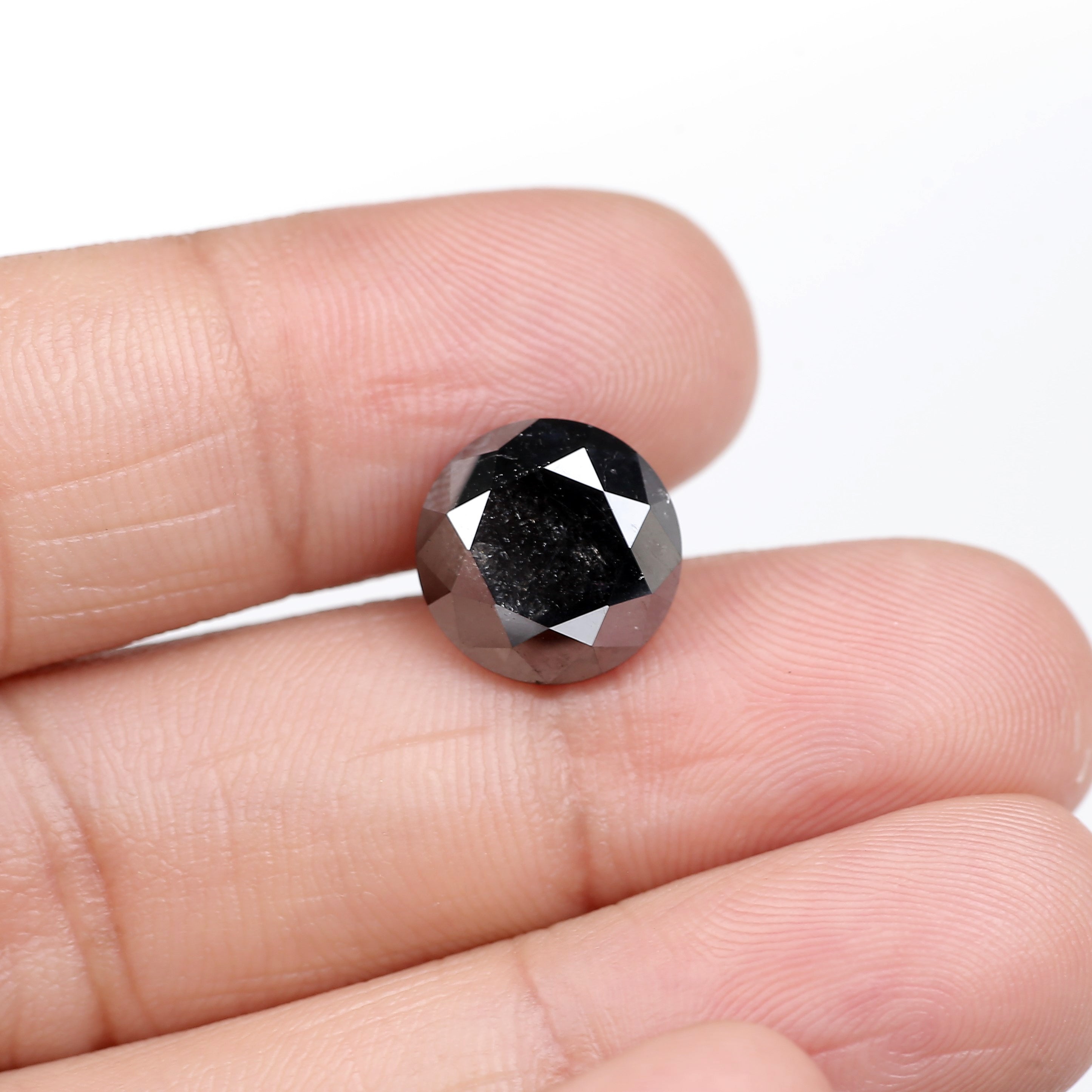 6.11 Carat Natural Round Cut Black Diamond 10.80 MM