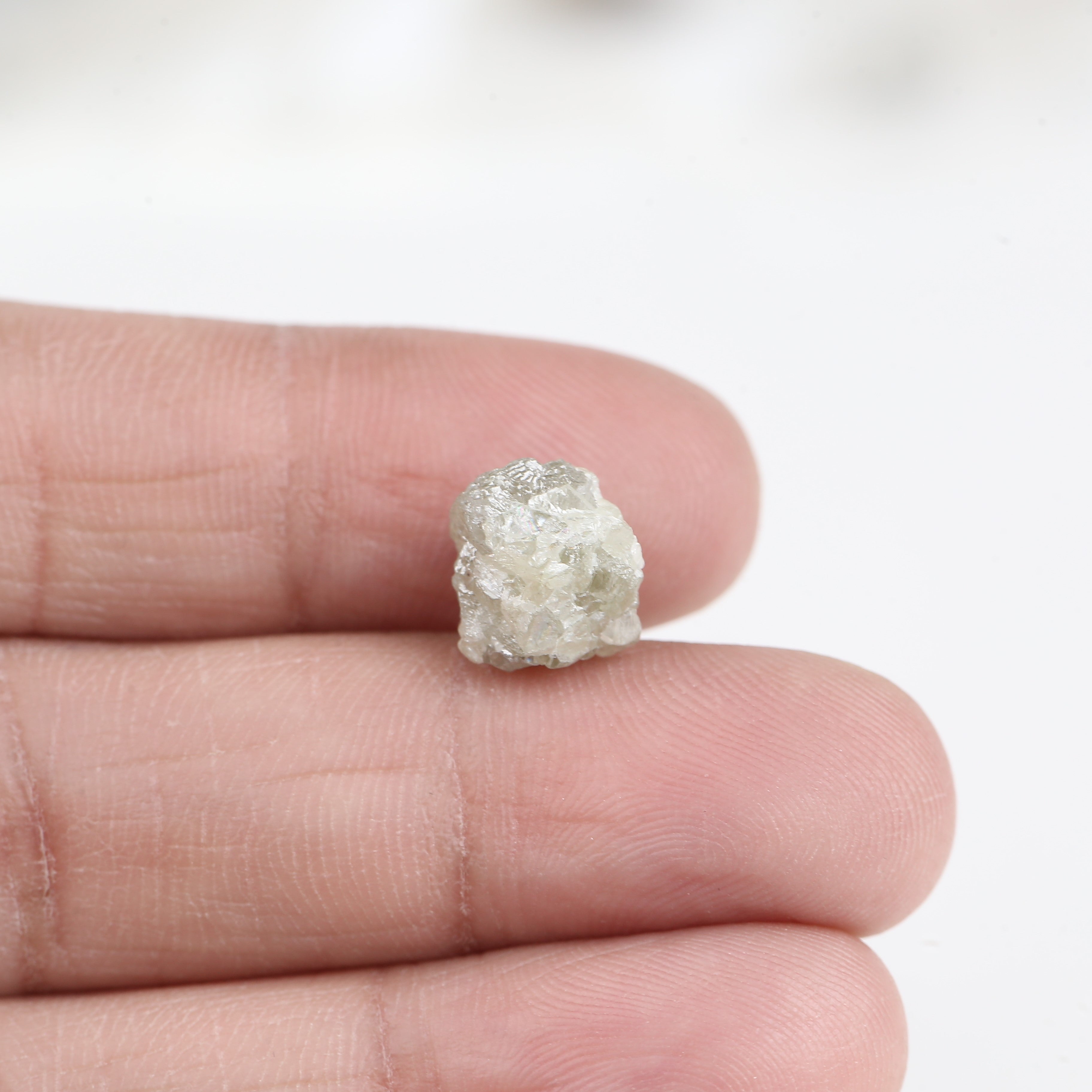5.42 Carat Natural Rough White Gray Diamond 10.86 MM