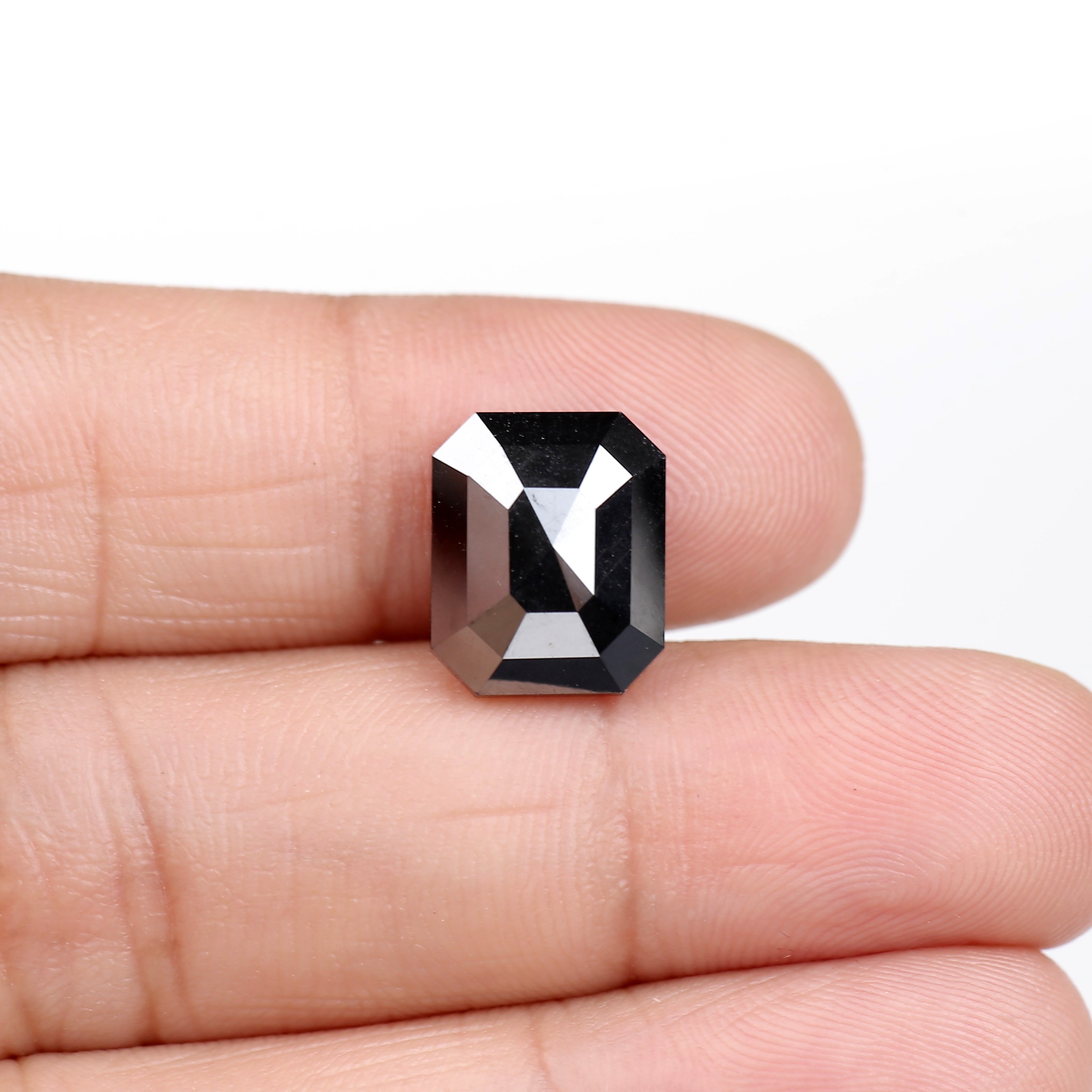 7 Carat Emerald Cut Black Diamond Natural Loose 12.20 MM