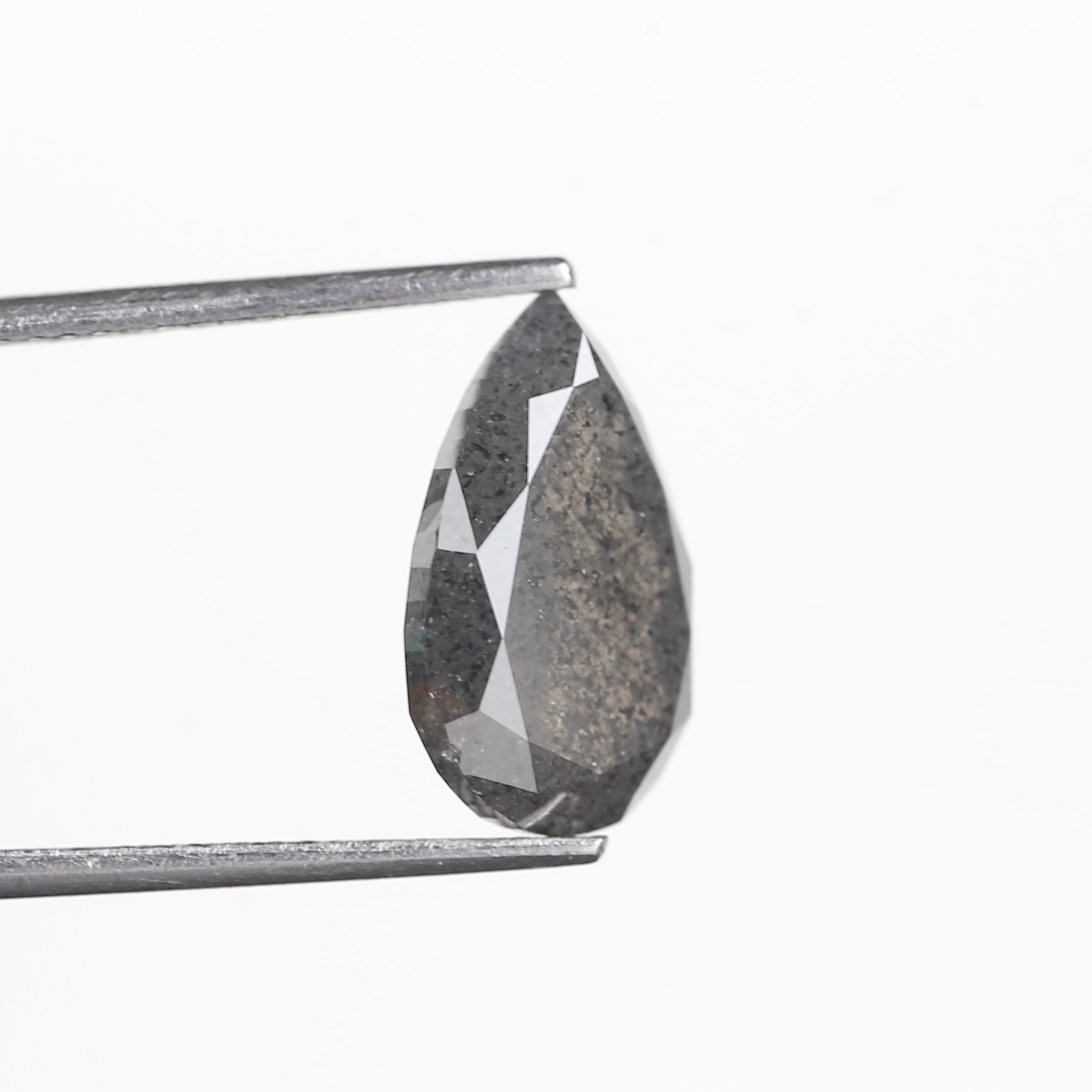 4 Carat Salt and Pepper Diamond Pear Double Rose Cut Natural Gray