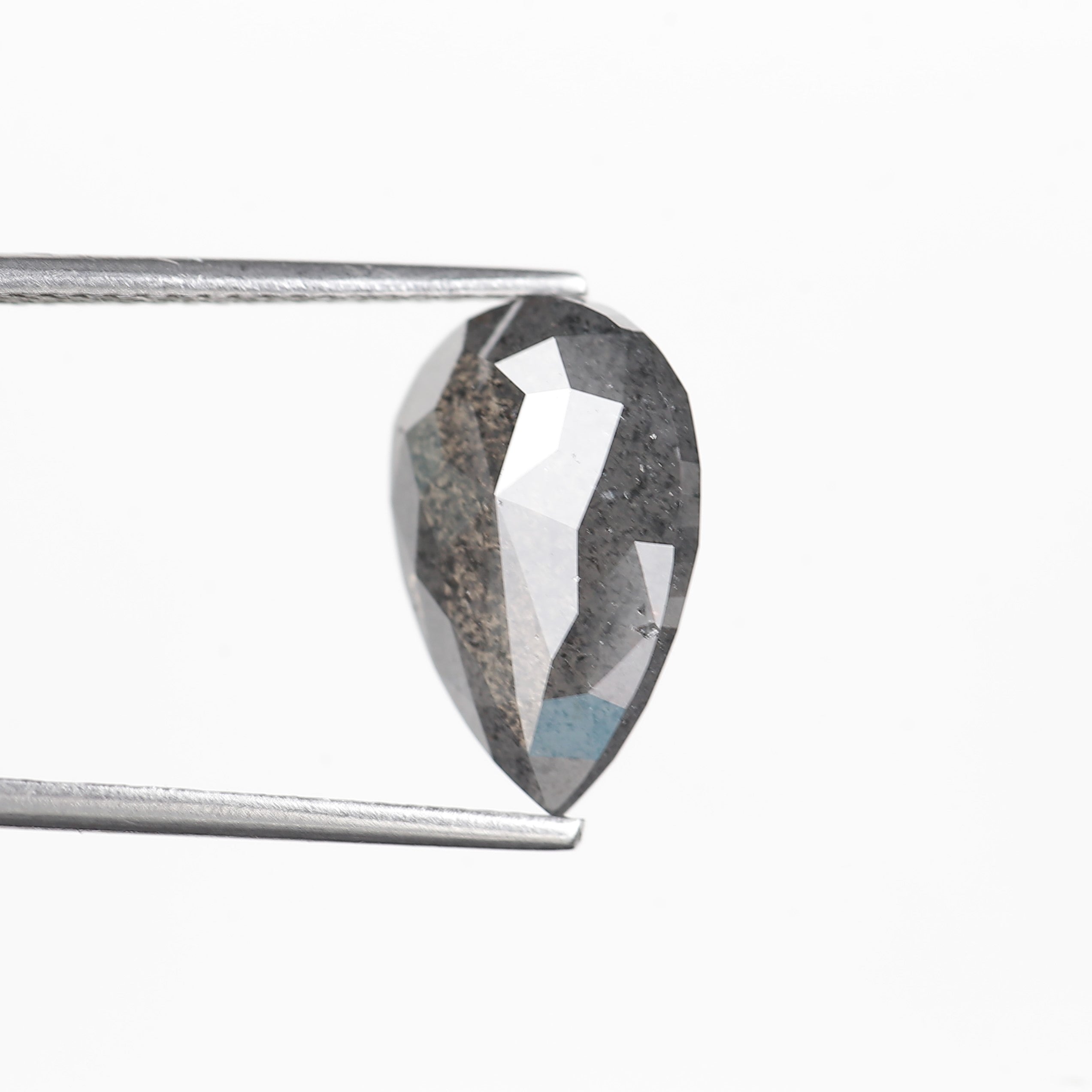 4 Carat Salt and Pepper Diamond Pear Double Rose Cut Natural Gray