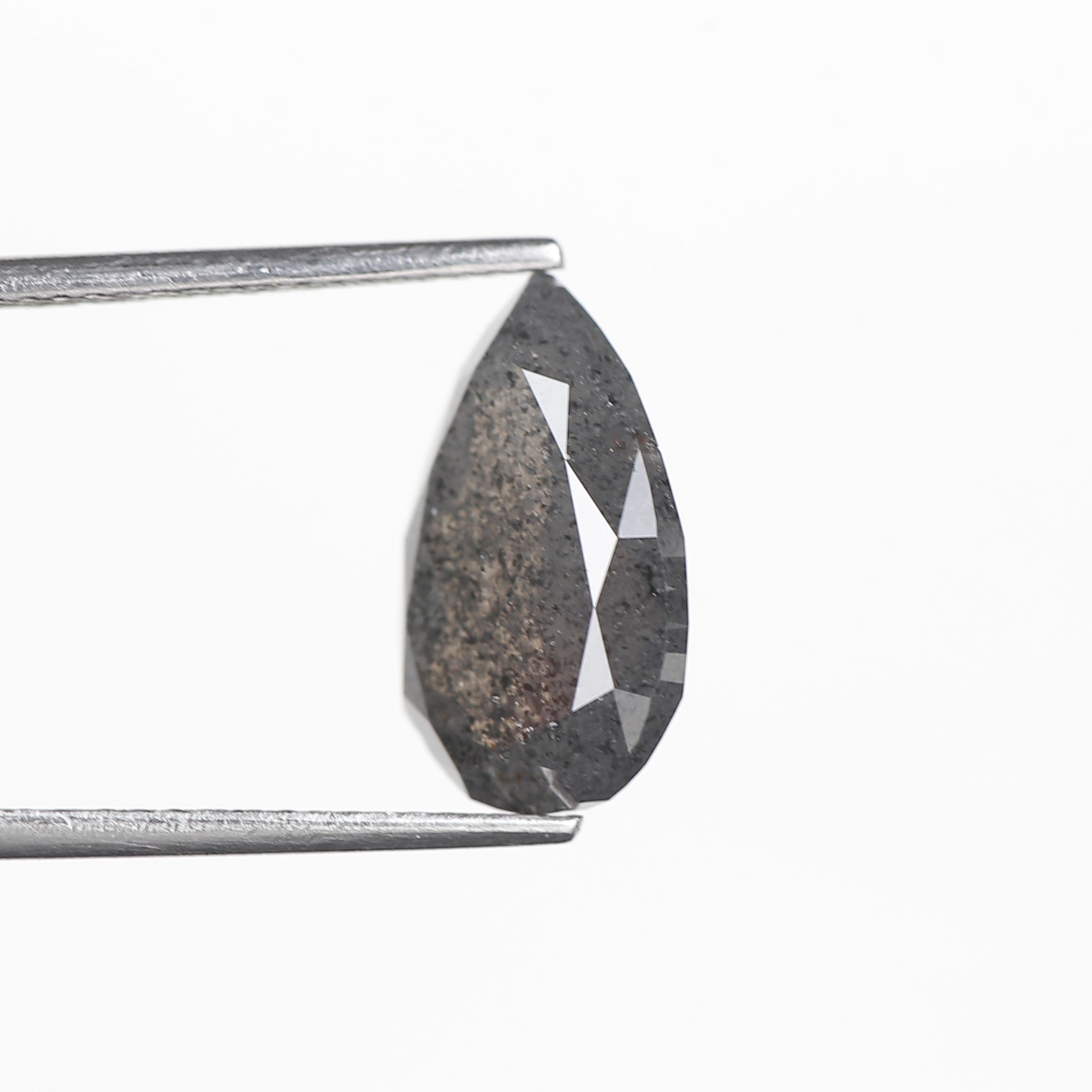 4 Carat Salt and Pepper Diamond Pear Double Rose Cut Natural Gray