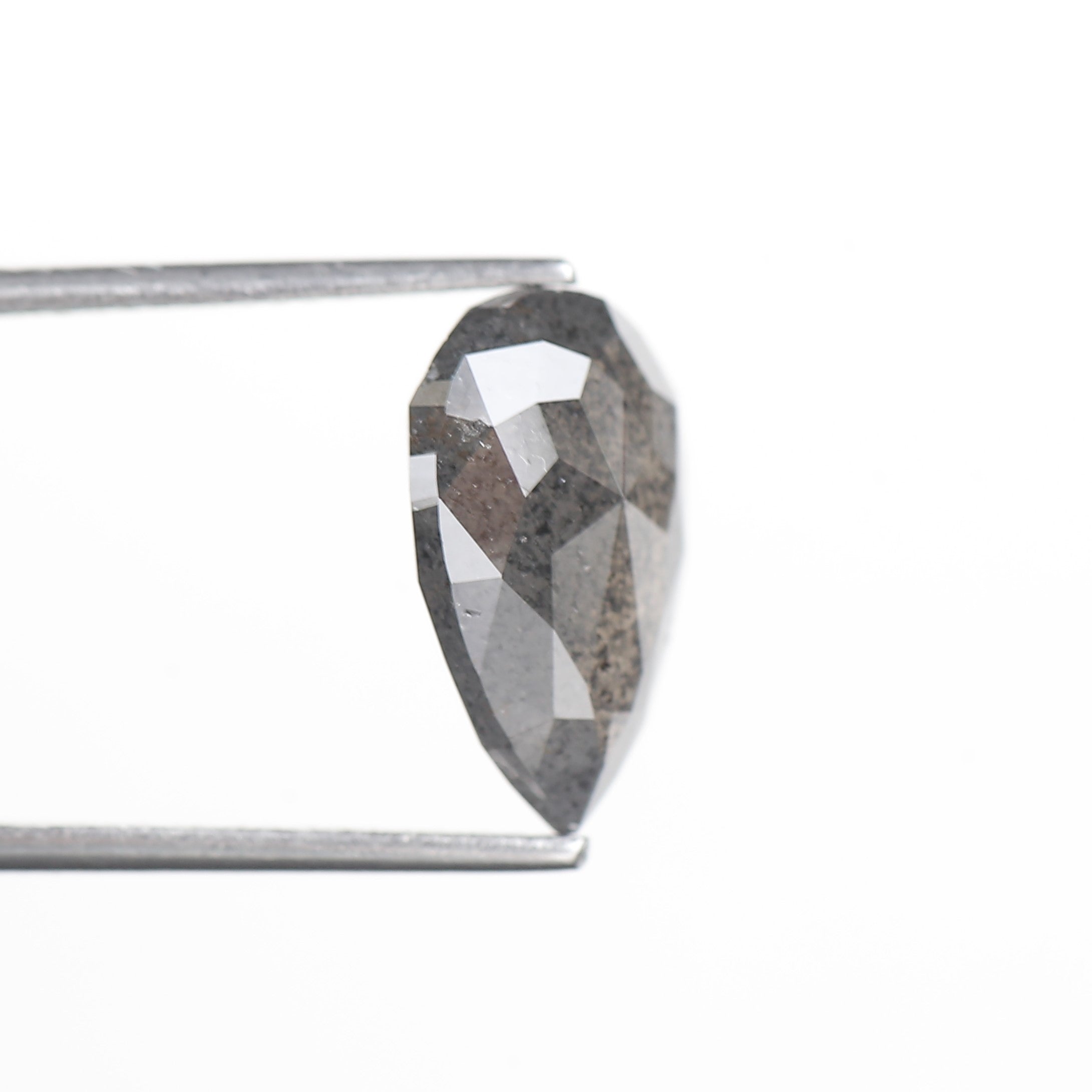 4 Carat Salt and Pepper Diamond Pear Double Rose Cut Natural Gray