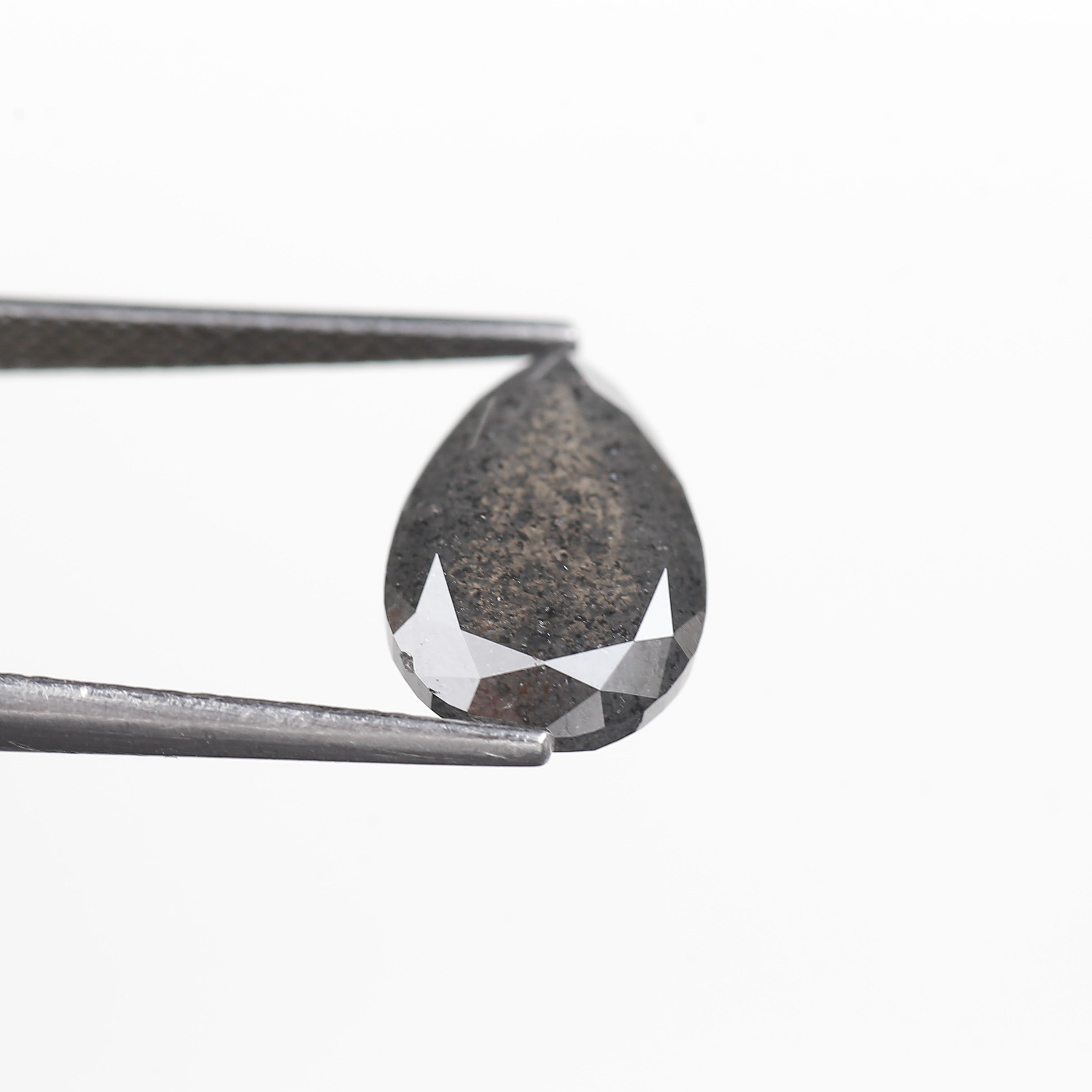 4 Carat Salt and Pepper Diamond Pear Double Rose Cut Natural Gray