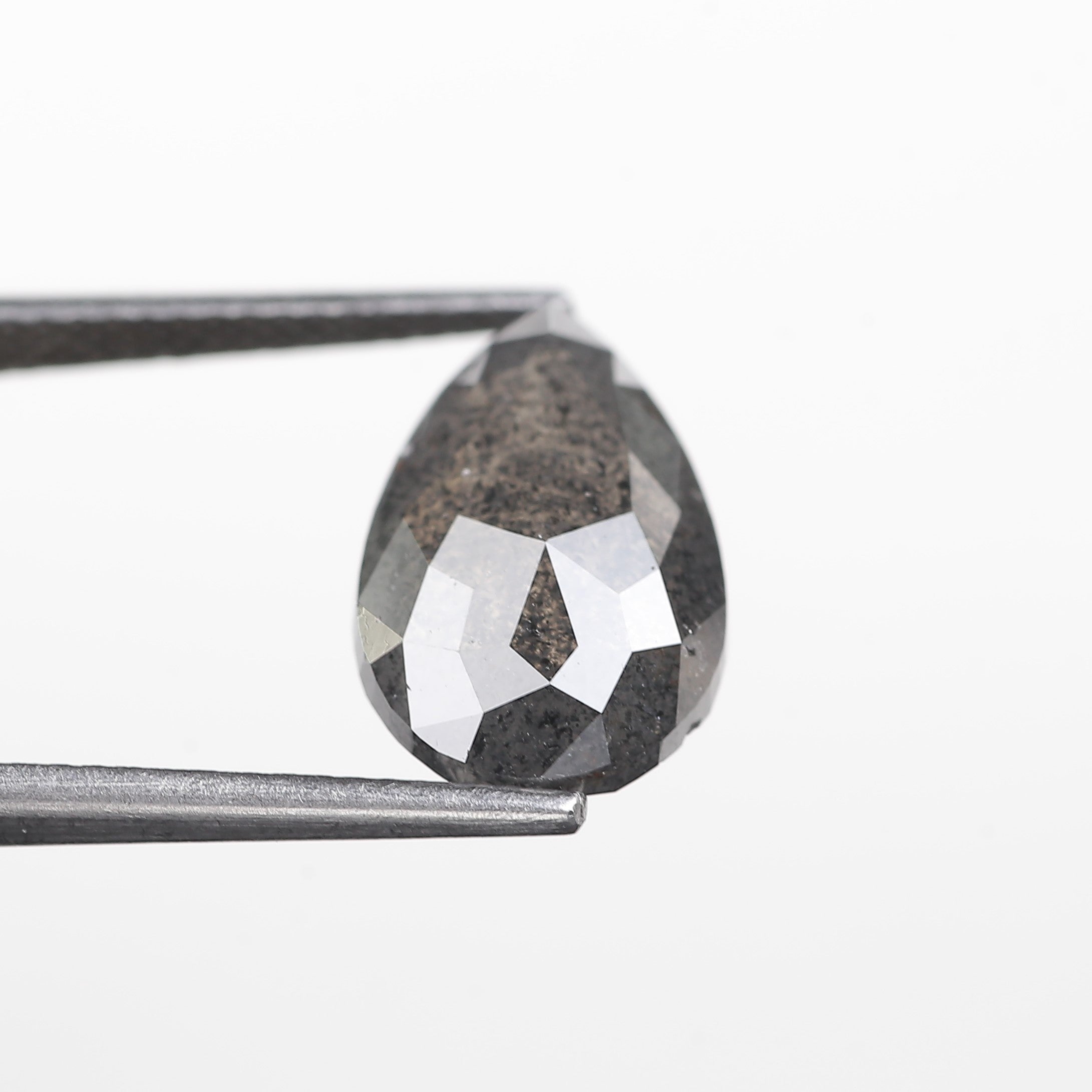 4 Carat Salt and Pepper Diamond Pear Double Rose Cut Natural Gray