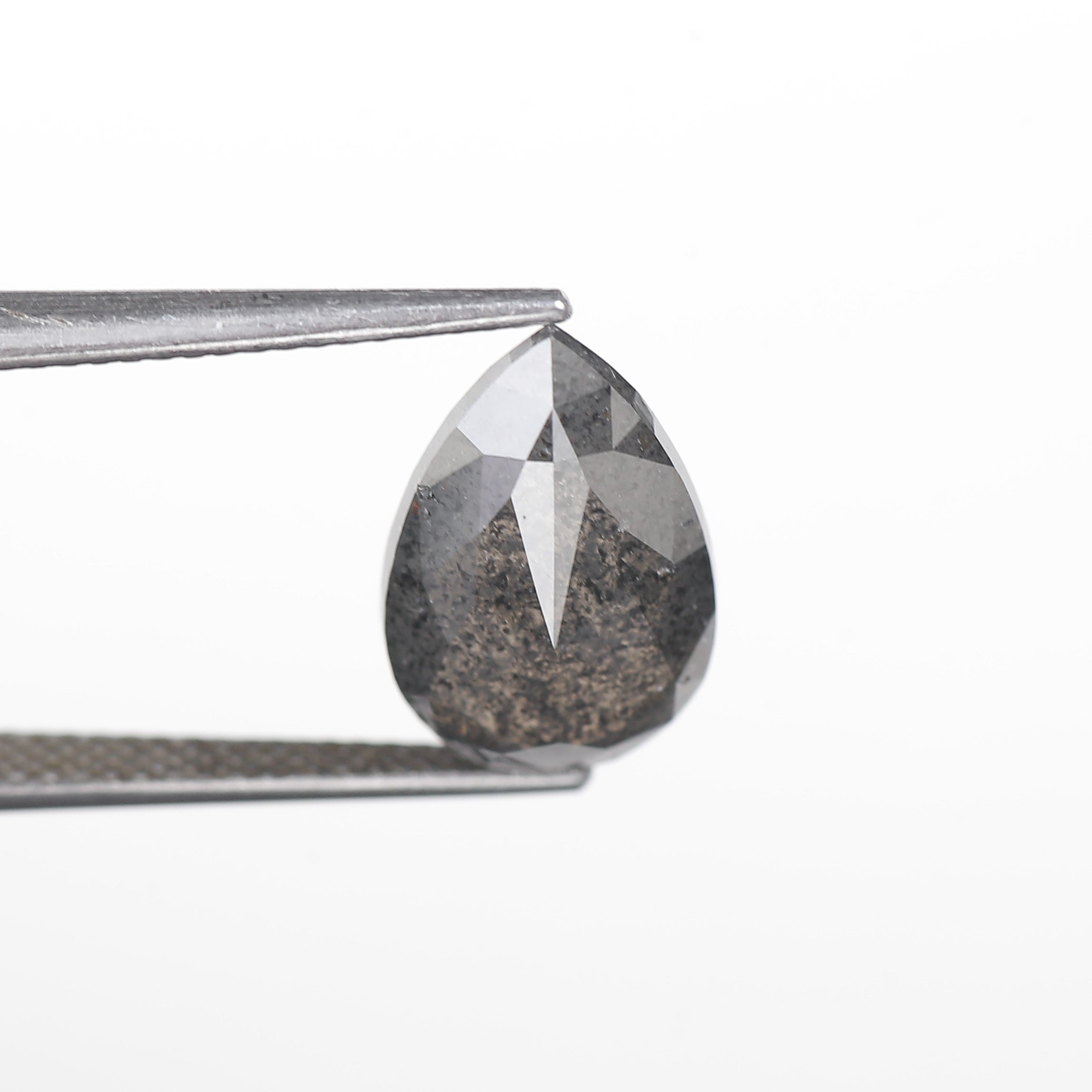 4 Carat Salt and Pepper Diamond Pear Double Rose Cut Natural Gray
