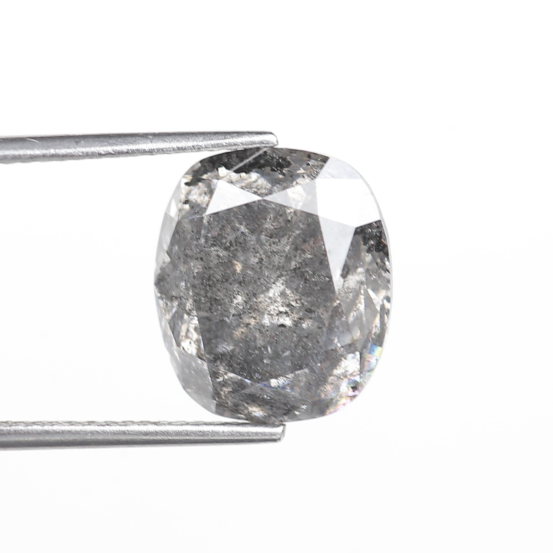 7 Carat Salt and Pepper Diamond Cushion Cut Natural Gray