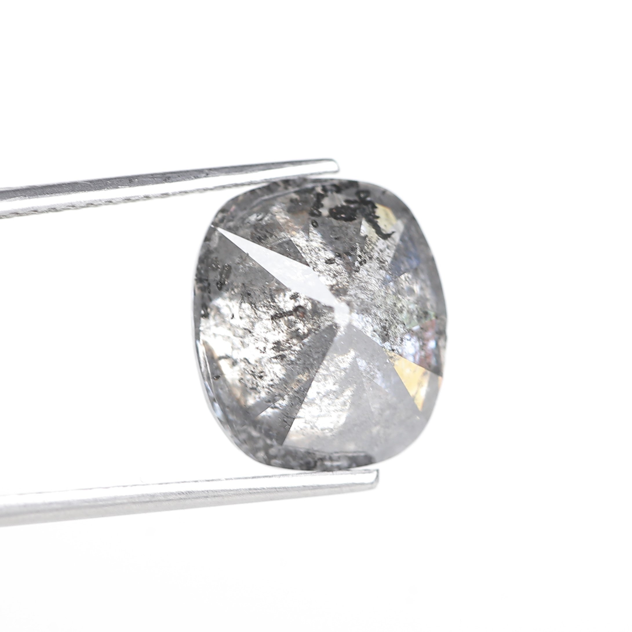 7 Carat Salt and Pepper Diamond Cushion Cut Natural Gray