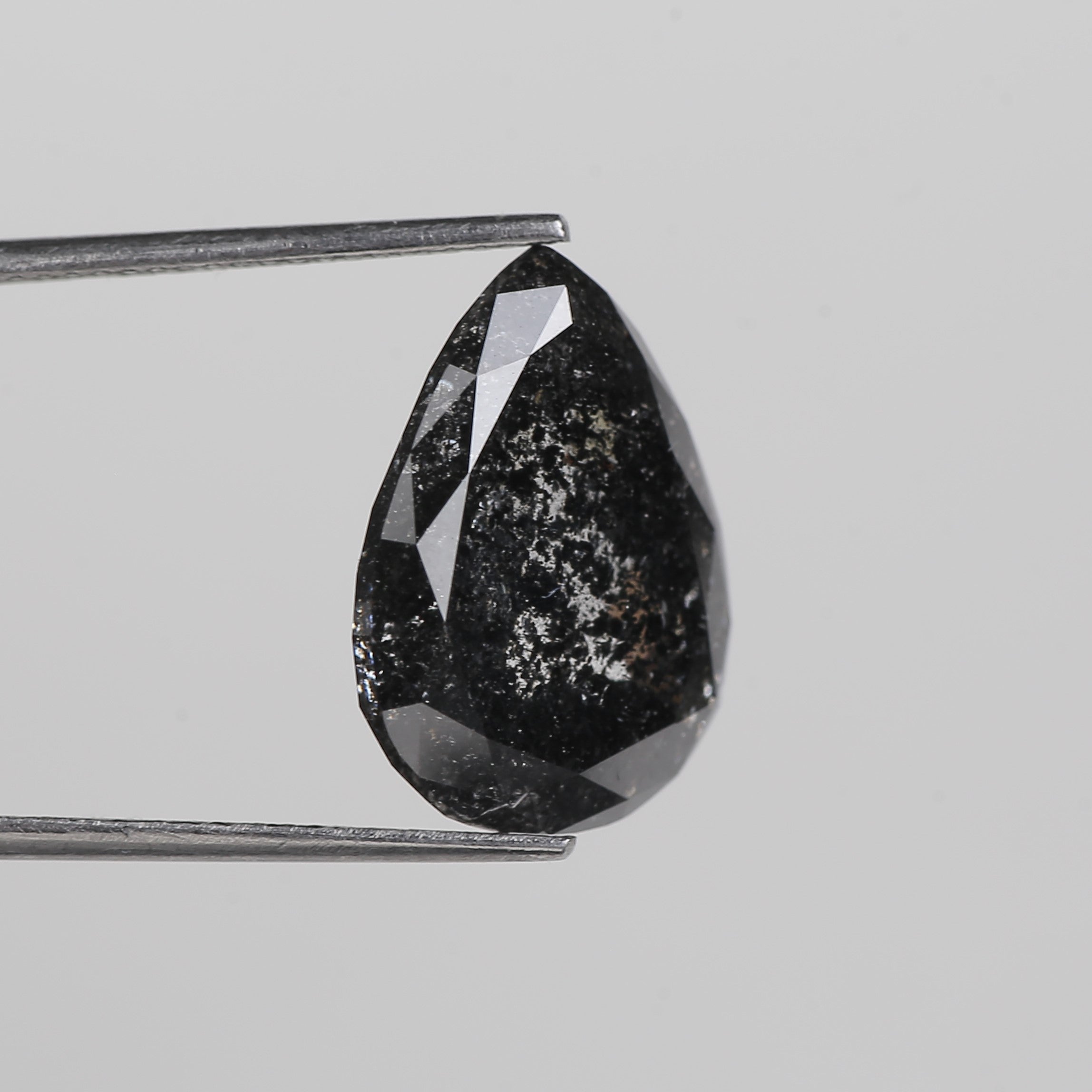10 Carat Salt and Pepper Diamond Pear Cut Galaxy Natural