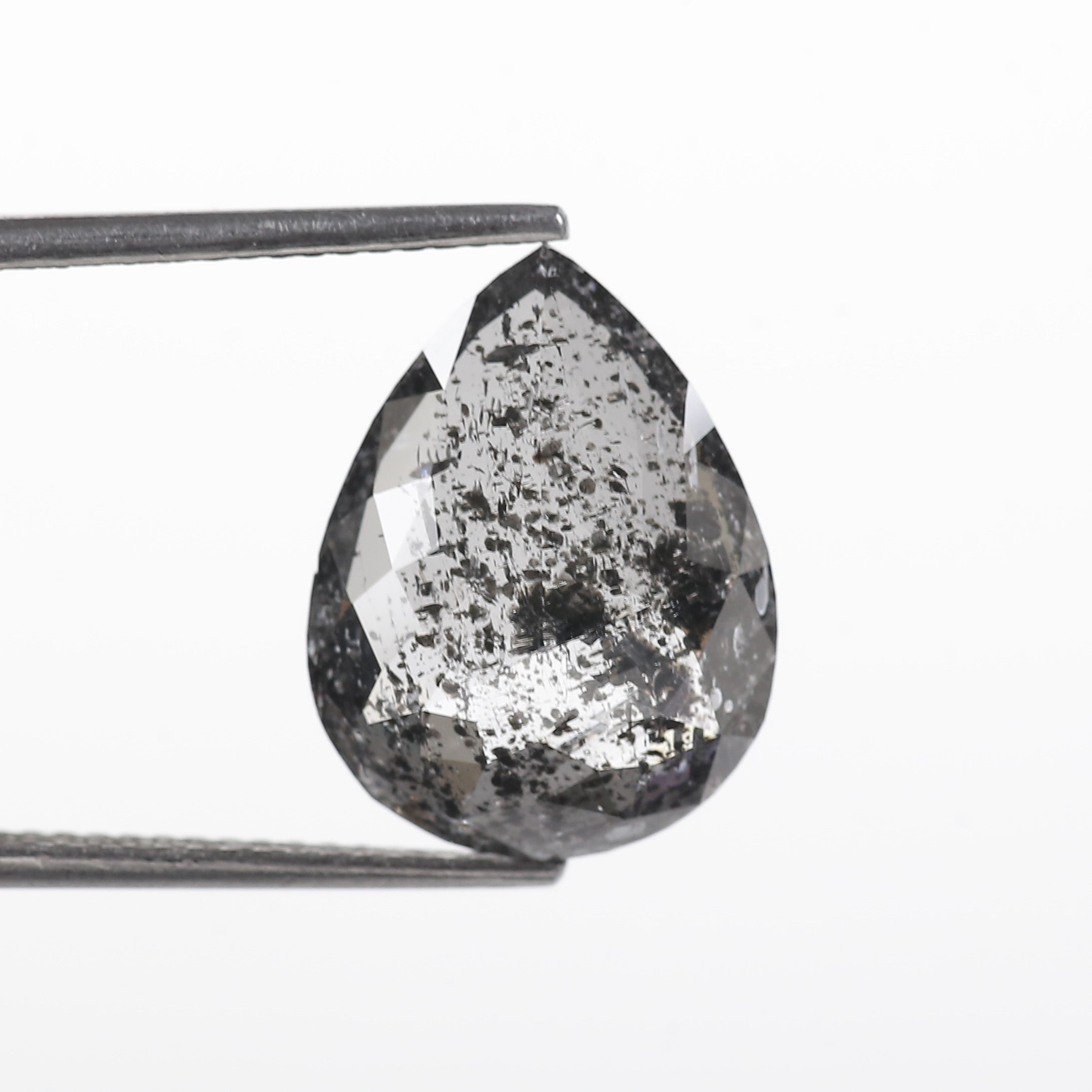 5 Carat Natural Galaxy Gray Pear Shape Salt and Pepper Diamond