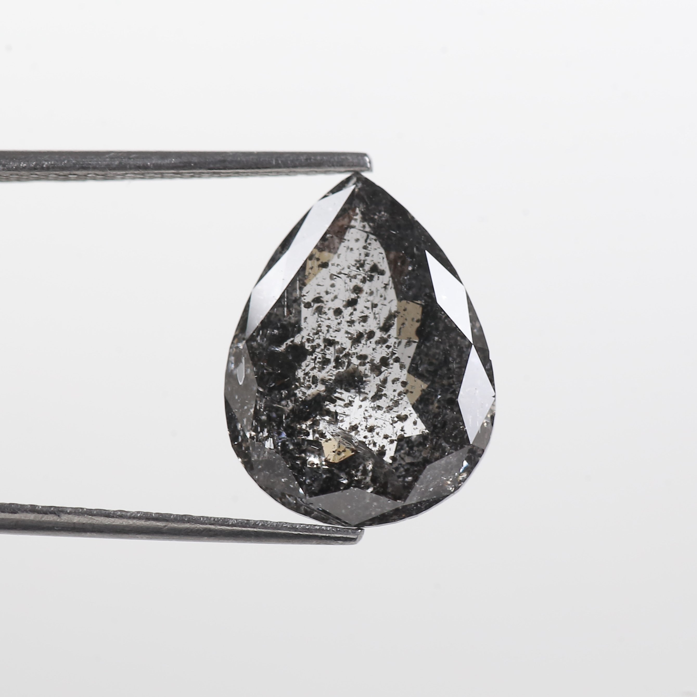 5 Carat Natural Galaxy Gray Pear Shape Salt and Pepper Diamond