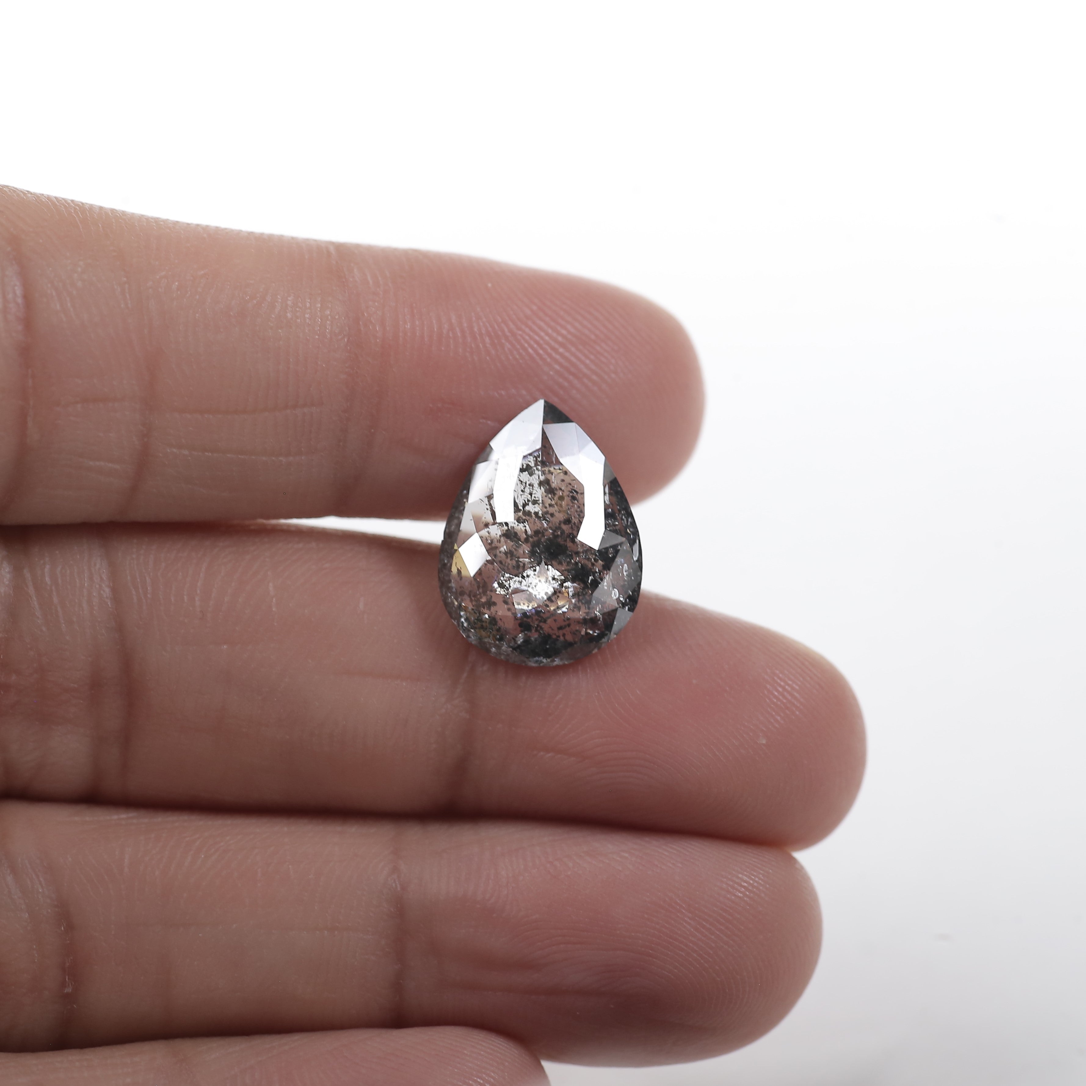 5 Carat Natural Galaxy Gray Pear Shape Salt and Pepper Diamond