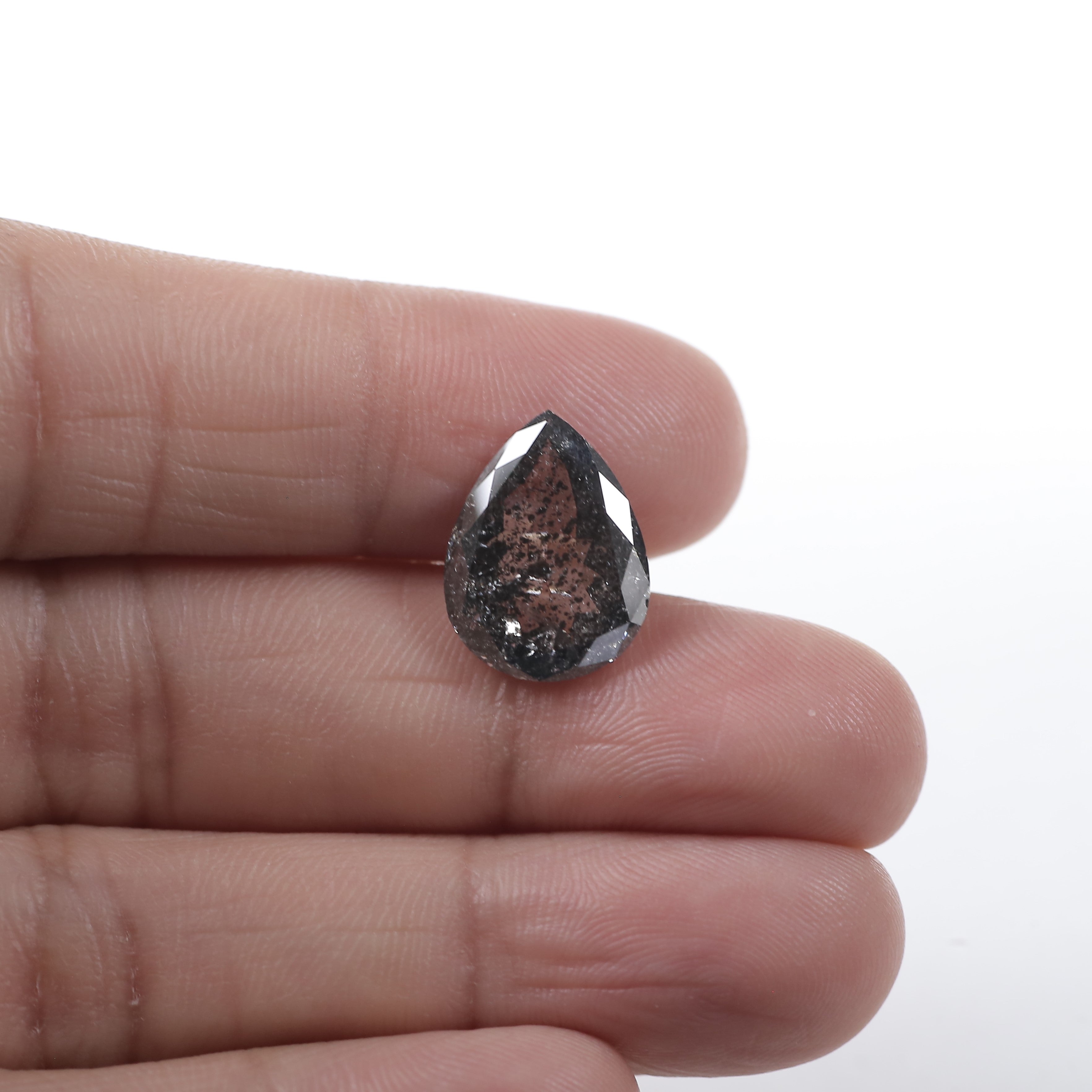 5 Carat Natural Galaxy Gray Pear Shape Salt and Pepper Diamond