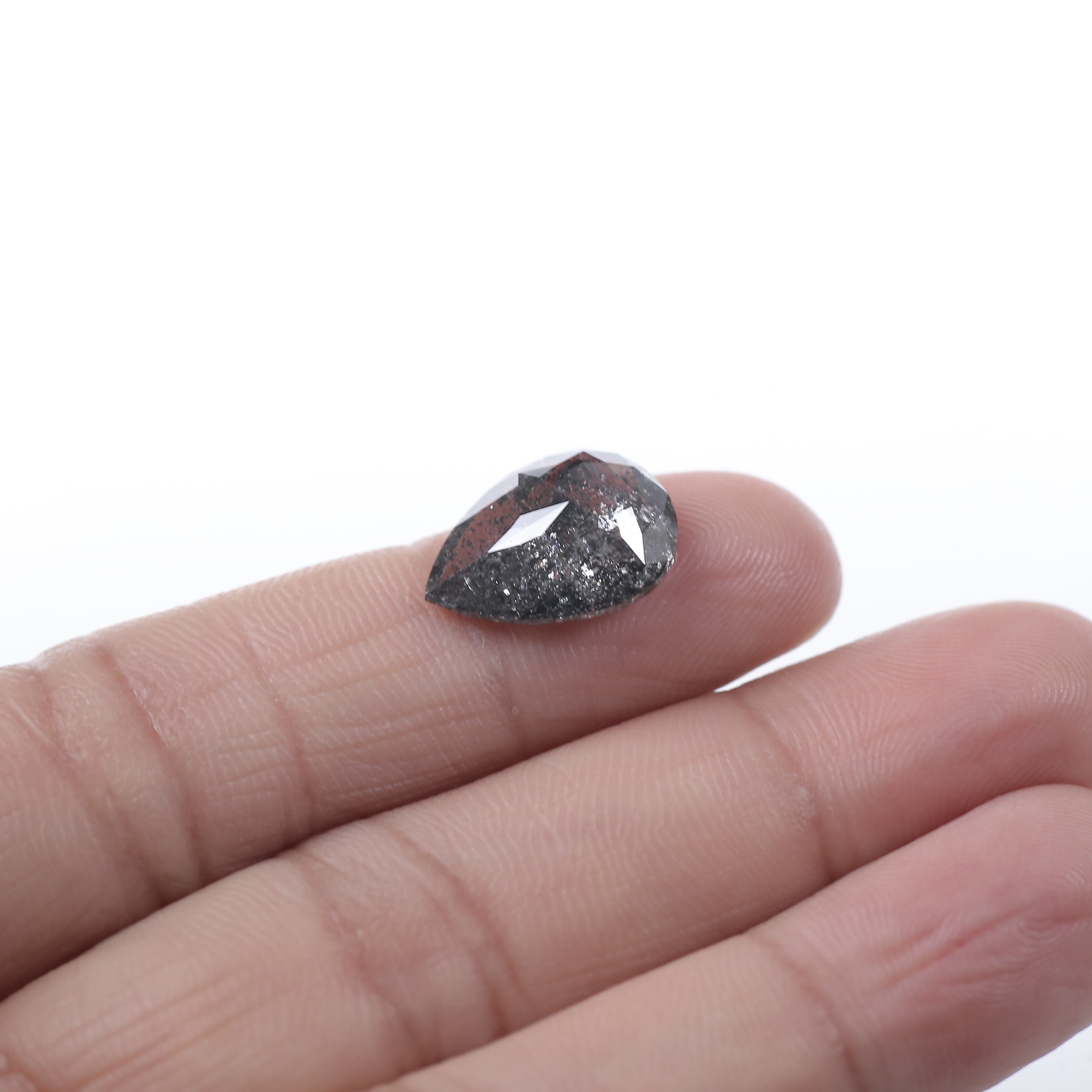 5 Carat Natural Galaxy Gray Pear Shape Salt and Pepper Diamond