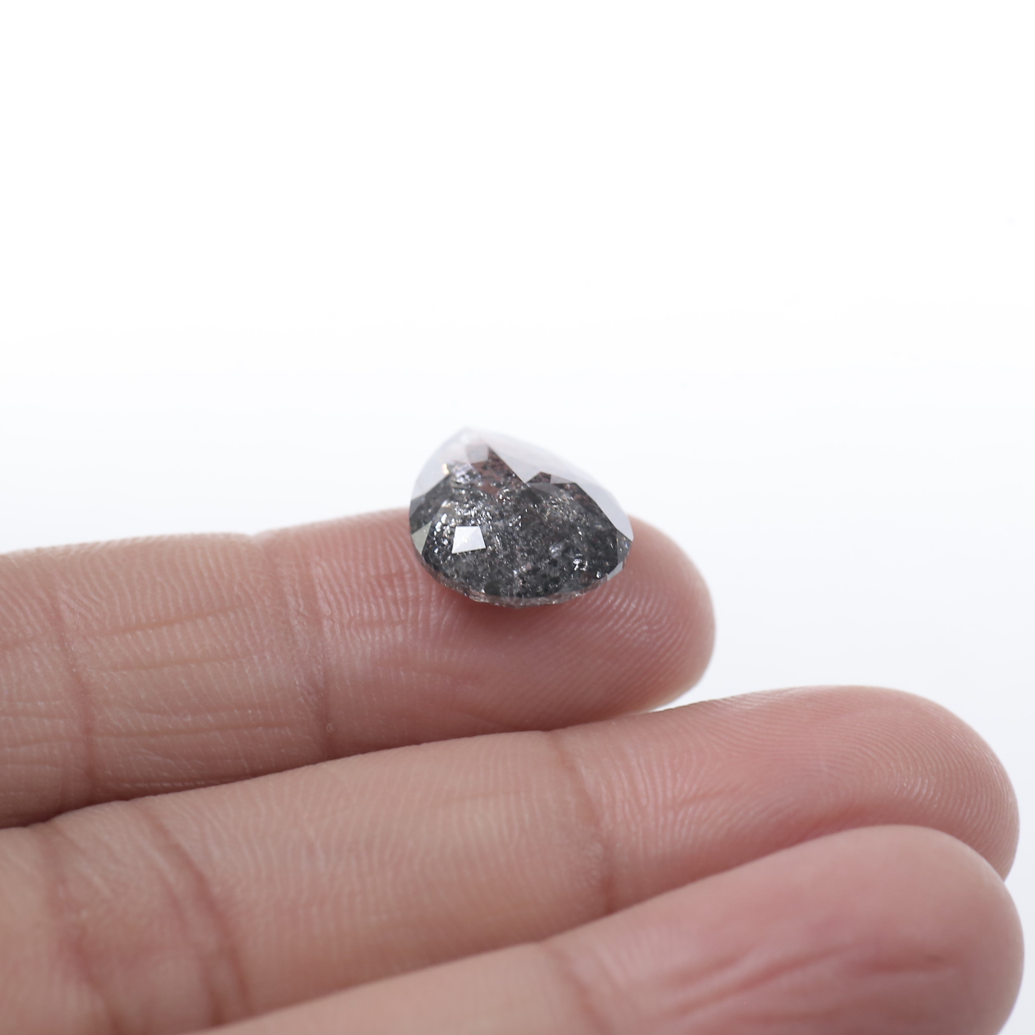 5 Carat Natural Galaxy Gray Pear Shape Salt and Pepper Diamond