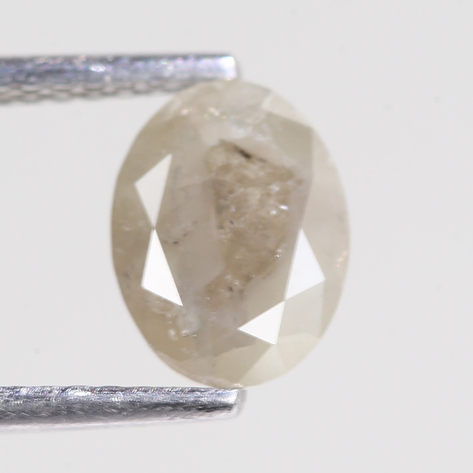 1.23 Carat Natural Oval Cut Light Grey Diamond 8.10 MM