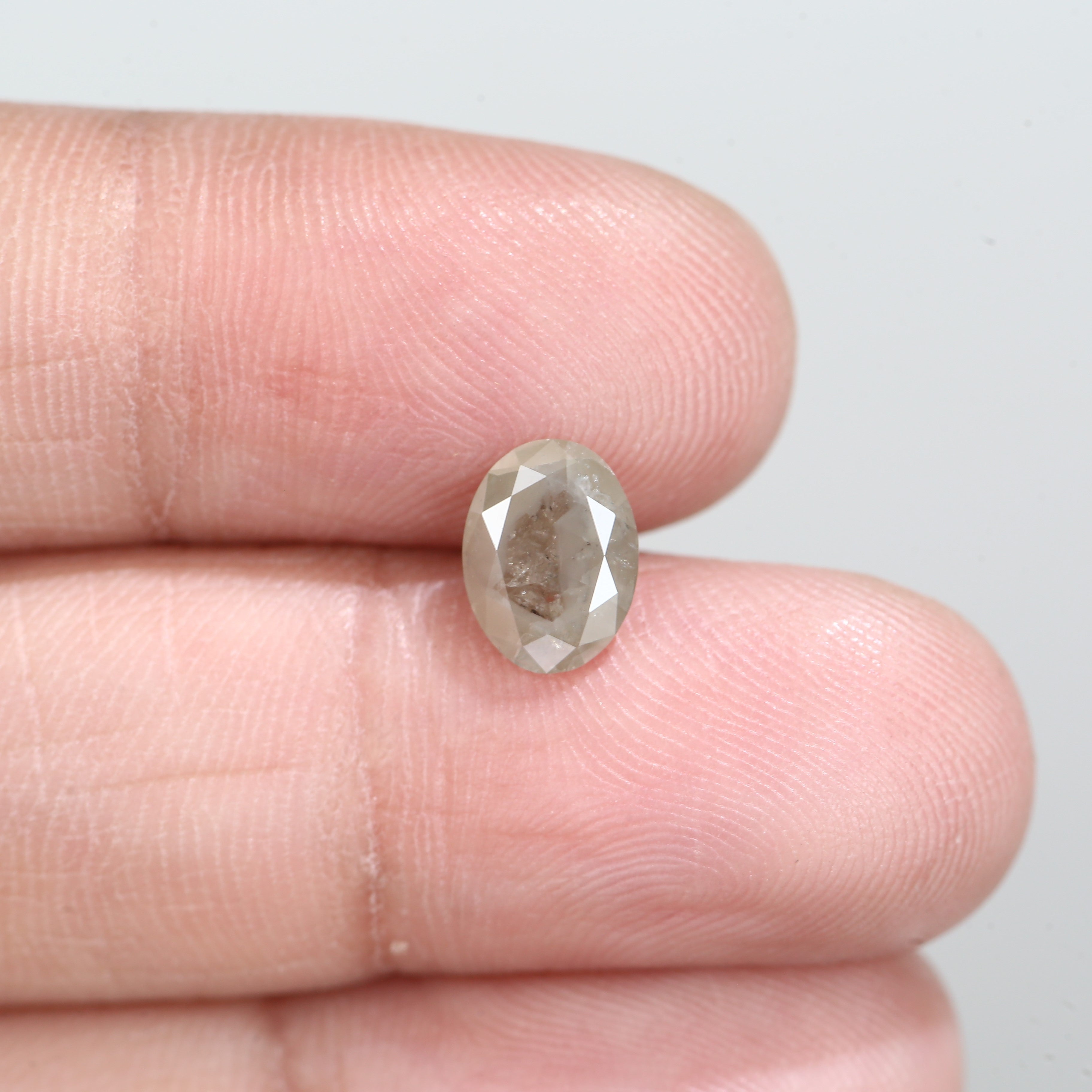 1.23 Carat Natural Oval Cut Light Grey Diamond 8.10 MM