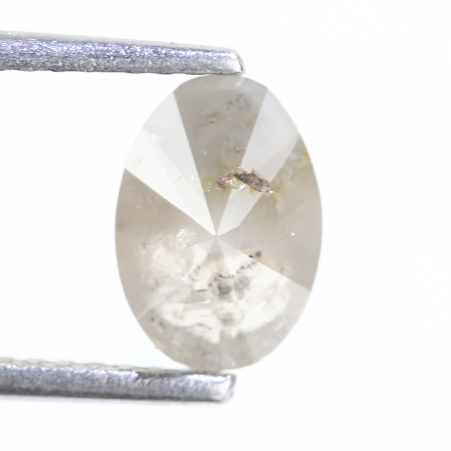 1 Carat Natural Salt And Pepper Oval Gray Diamond 7.92 MM