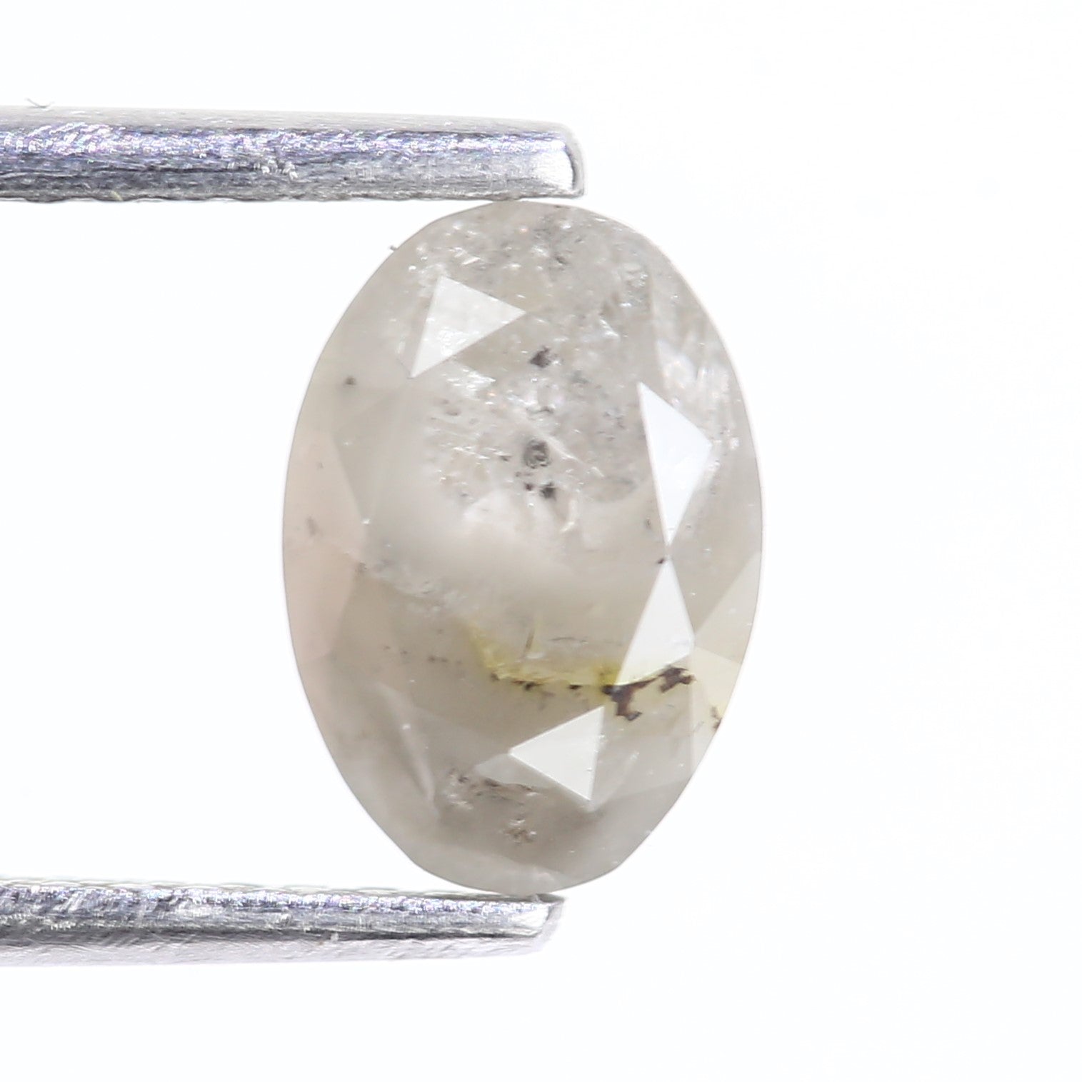 1 Carat Natural Salt And Pepper Oval Gray Diamond 7.92 MM