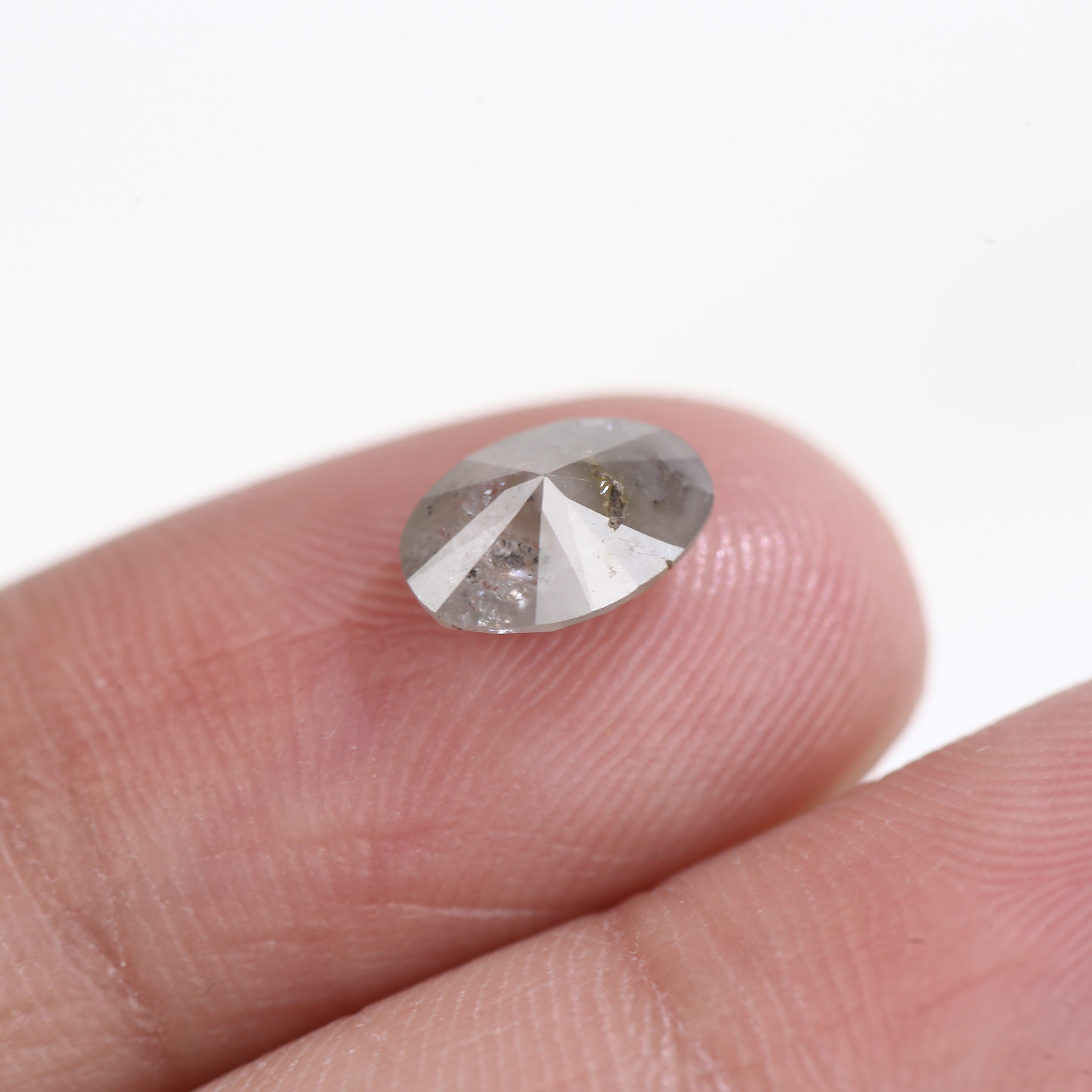 1 Carat Natural Salt And Pepper Oval Gray Diamond 7.92 MM