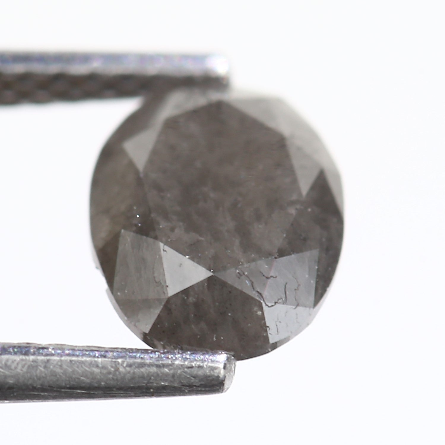1.53 Carat Natural Oval Cut Grey Diamond 8.10 MM