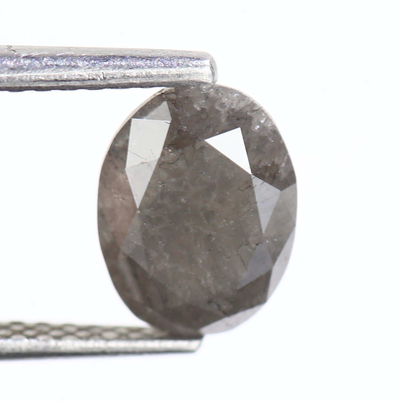 1.53 Carat Natural Oval Cut Grey Diamond 8.10 MM