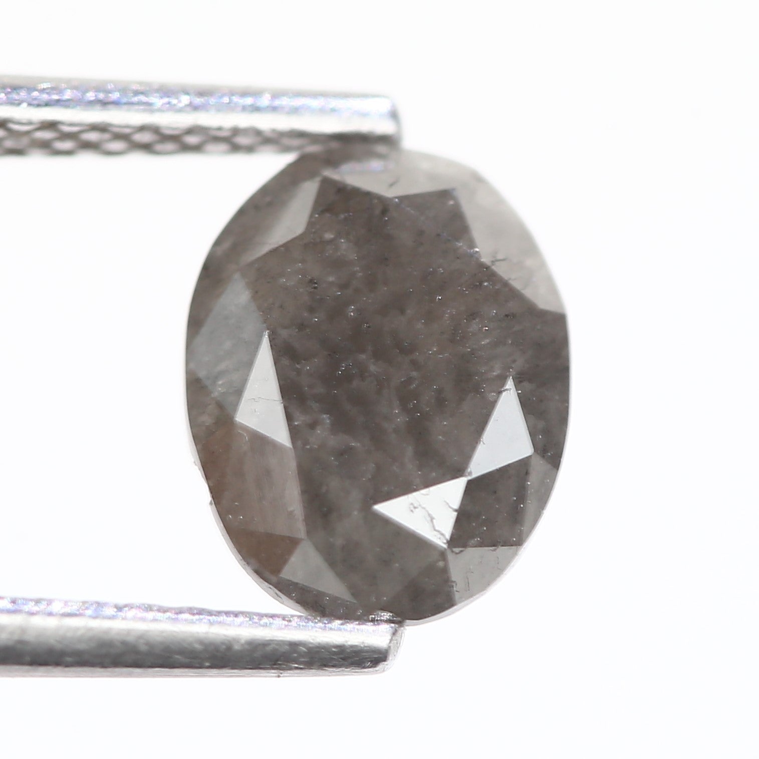 1.53 Carat Natural Oval Cut Grey Diamond 8.10 MM