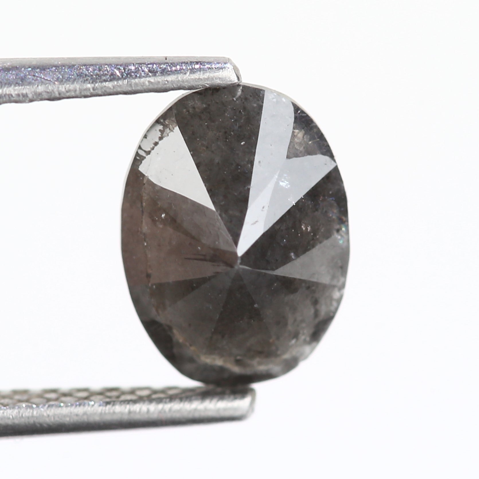 1.32 Carat Natural Oval Cut Gray Diamond 8.18 MM