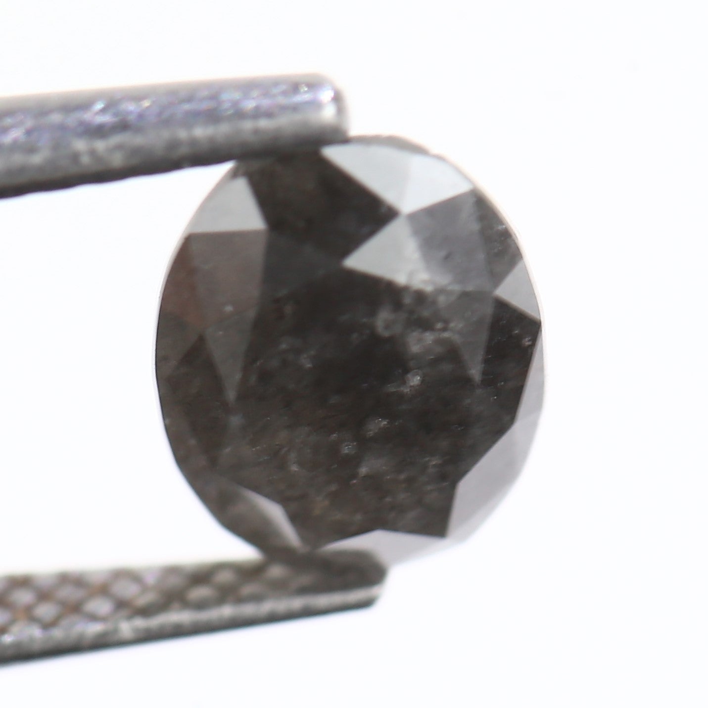1.32 Carat Natural Oval Cut Gray Diamond 8.18 MM