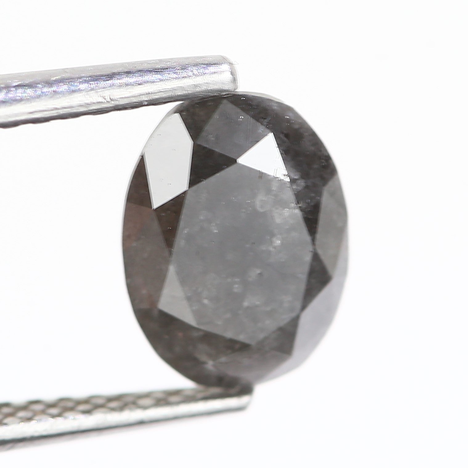 1.32 Carat Natural Oval Cut Gray Diamond 8.18 MM