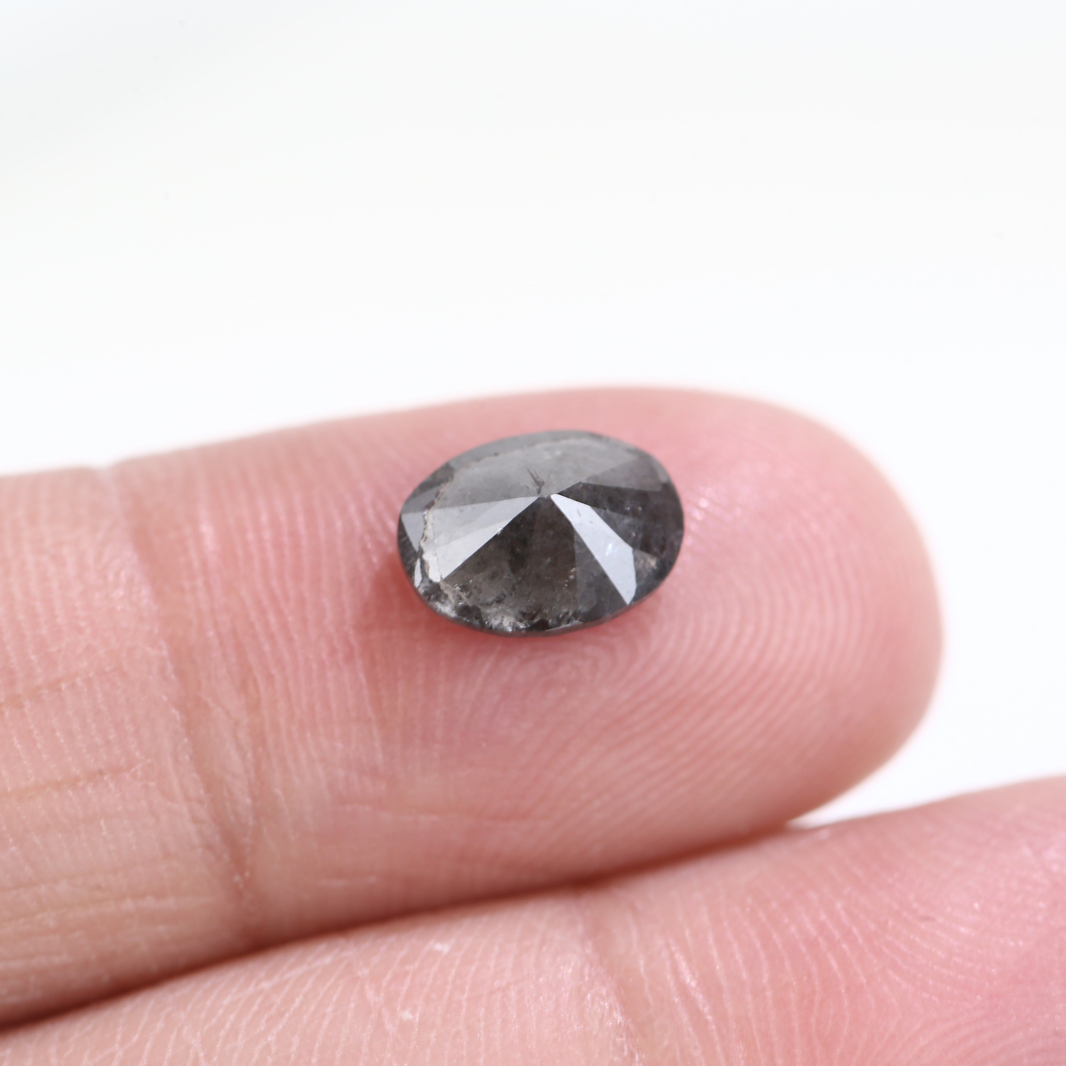 1.32 Carat Natural Oval Cut Gray Diamond 8.18 MM