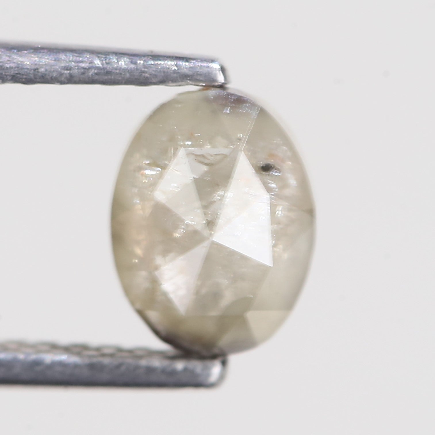 0.94 Carat Natural Oval Rose cut Salt And Pepper Diamond 6.77 MM