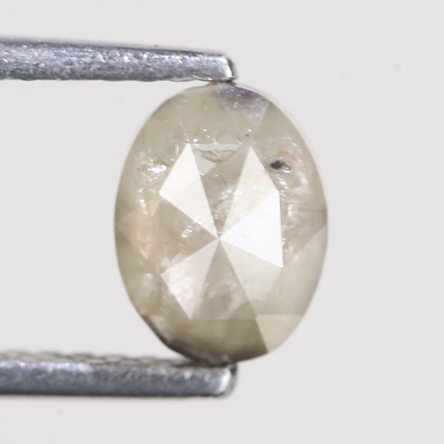 0.94 Carat Natural Oval Rose cut Salt And Pepper Diamond 6.77 MM