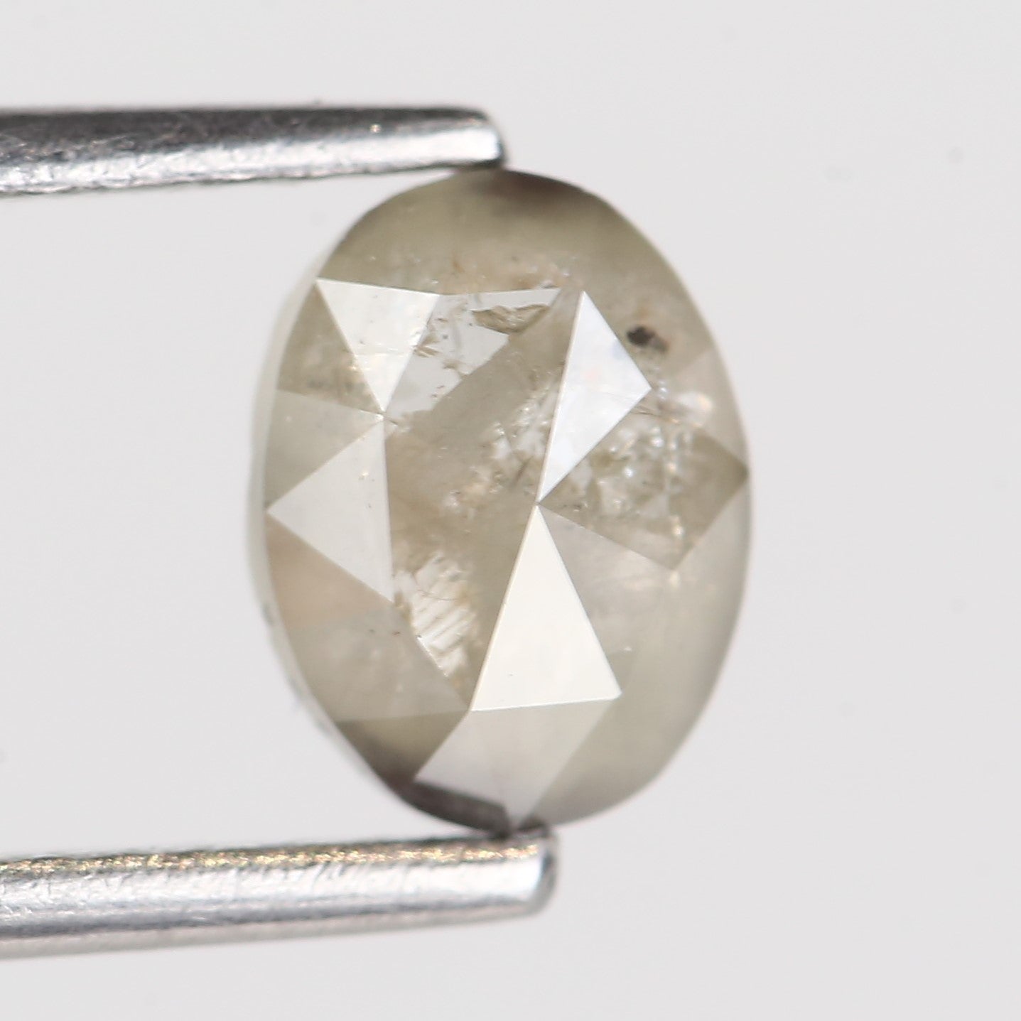 0.94 Carat Natural Oval Rose cut Salt And Pepper Diamond 6.77 MM