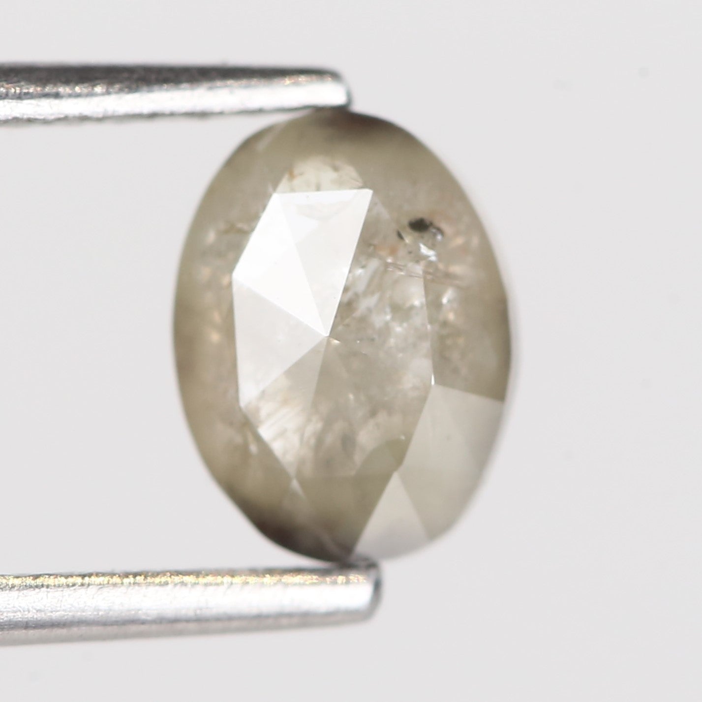 0.94 Carat Natural Oval Rose cut Salt And Pepper Diamond 6.77 MM