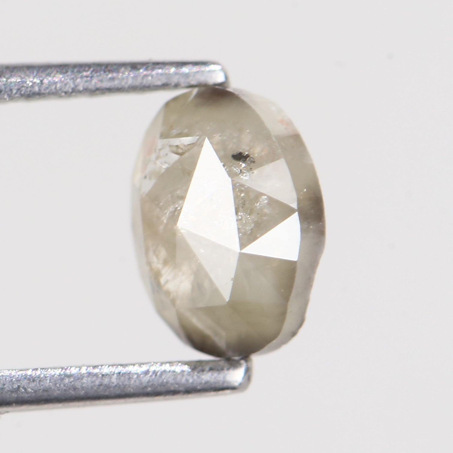 0.94 Carat Natural Oval Rose cut Salt And Pepper Diamond 6.77 MM