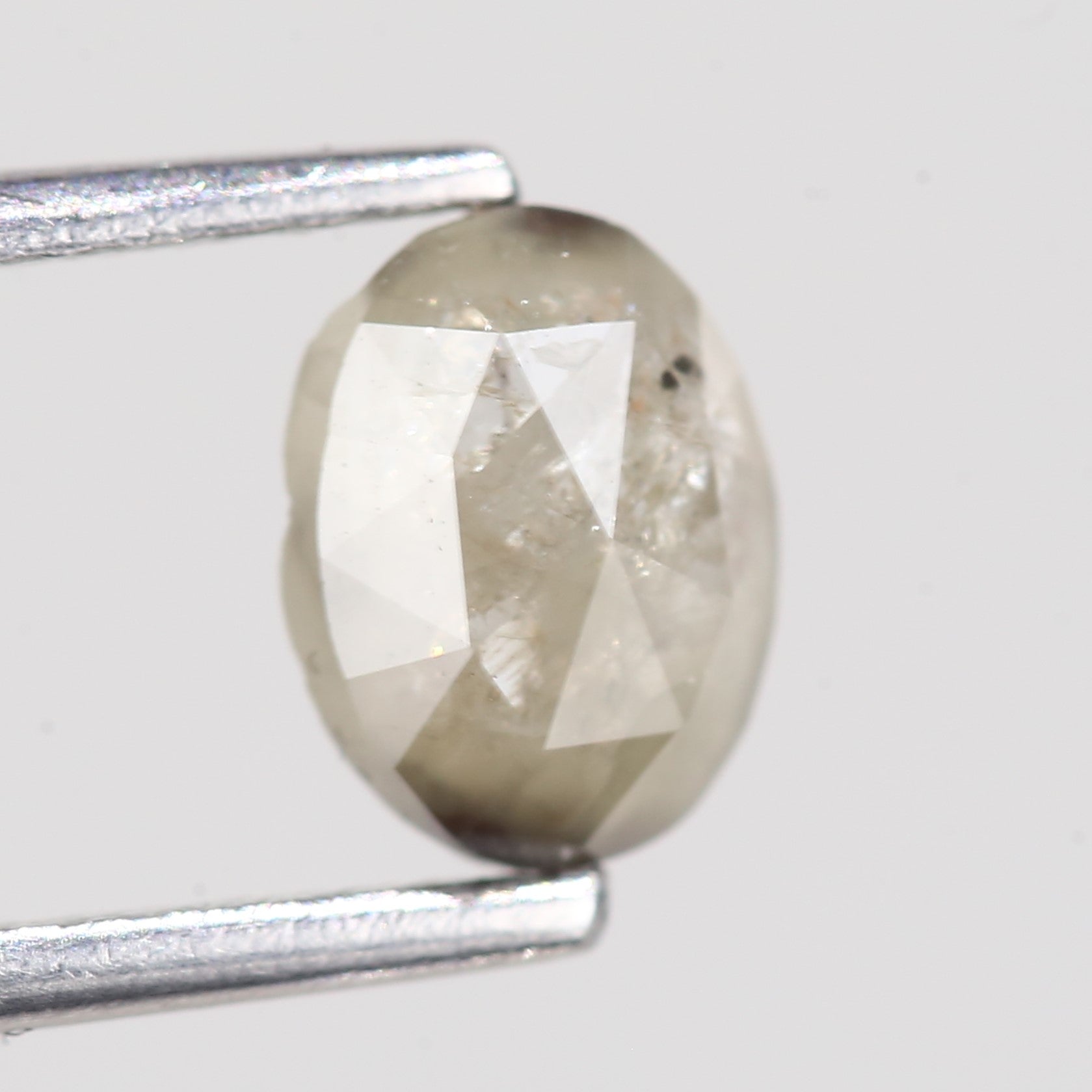 0.94 Carat Natural Oval Rose cut Salt And Pepper Diamond 6.77 MM