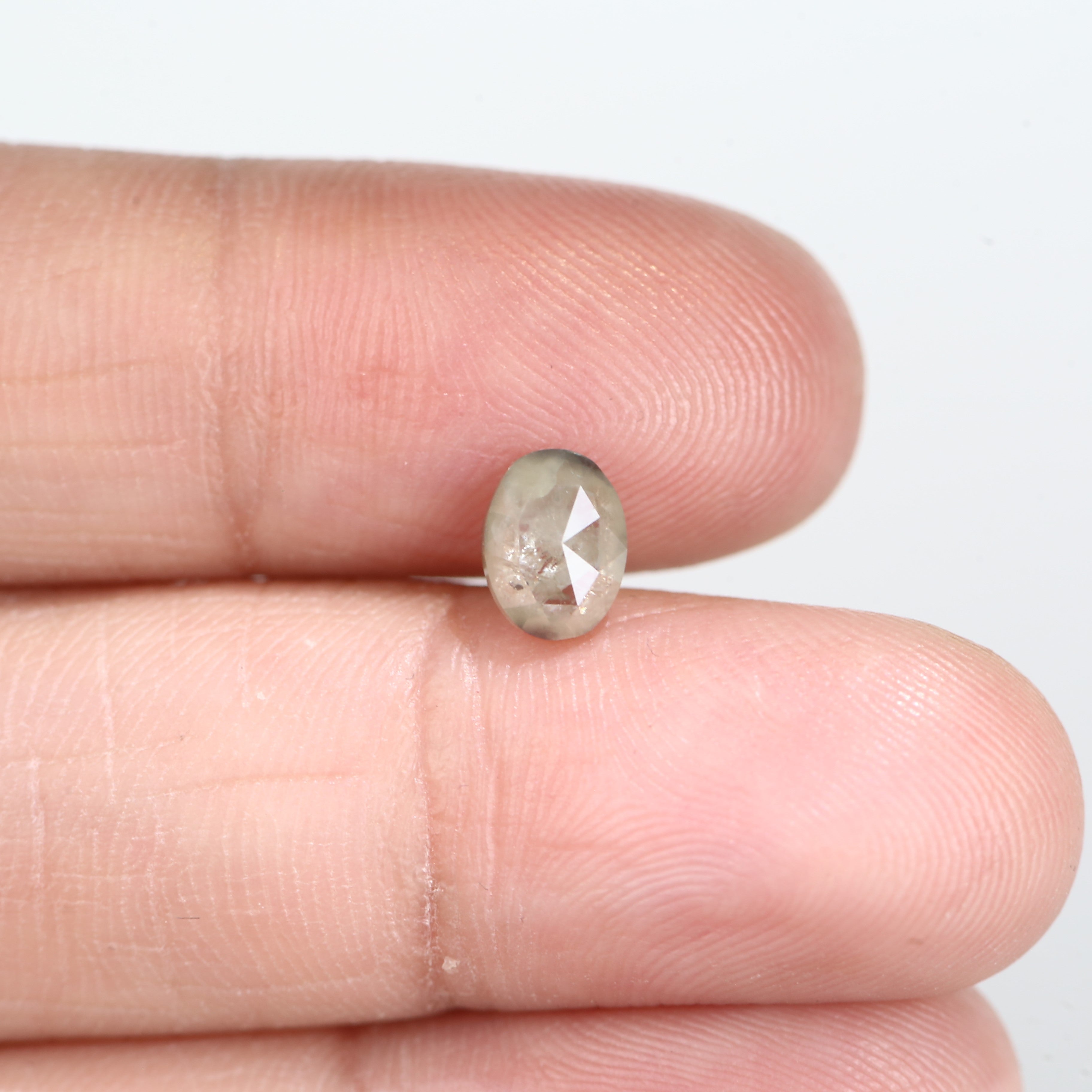 0.94 Carat Natural Oval Rose cut Salt And Pepper Diamond 6.77 MM