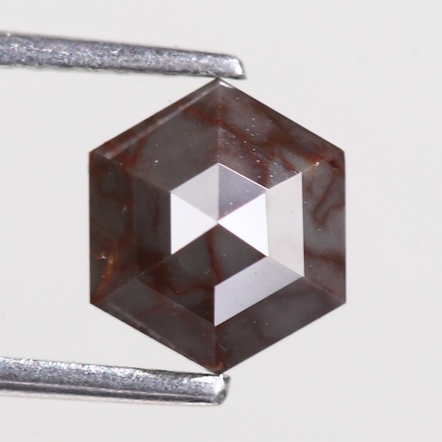 1.40 Carat Natural Hexagon Red Gray Diamond 6.98 MM
