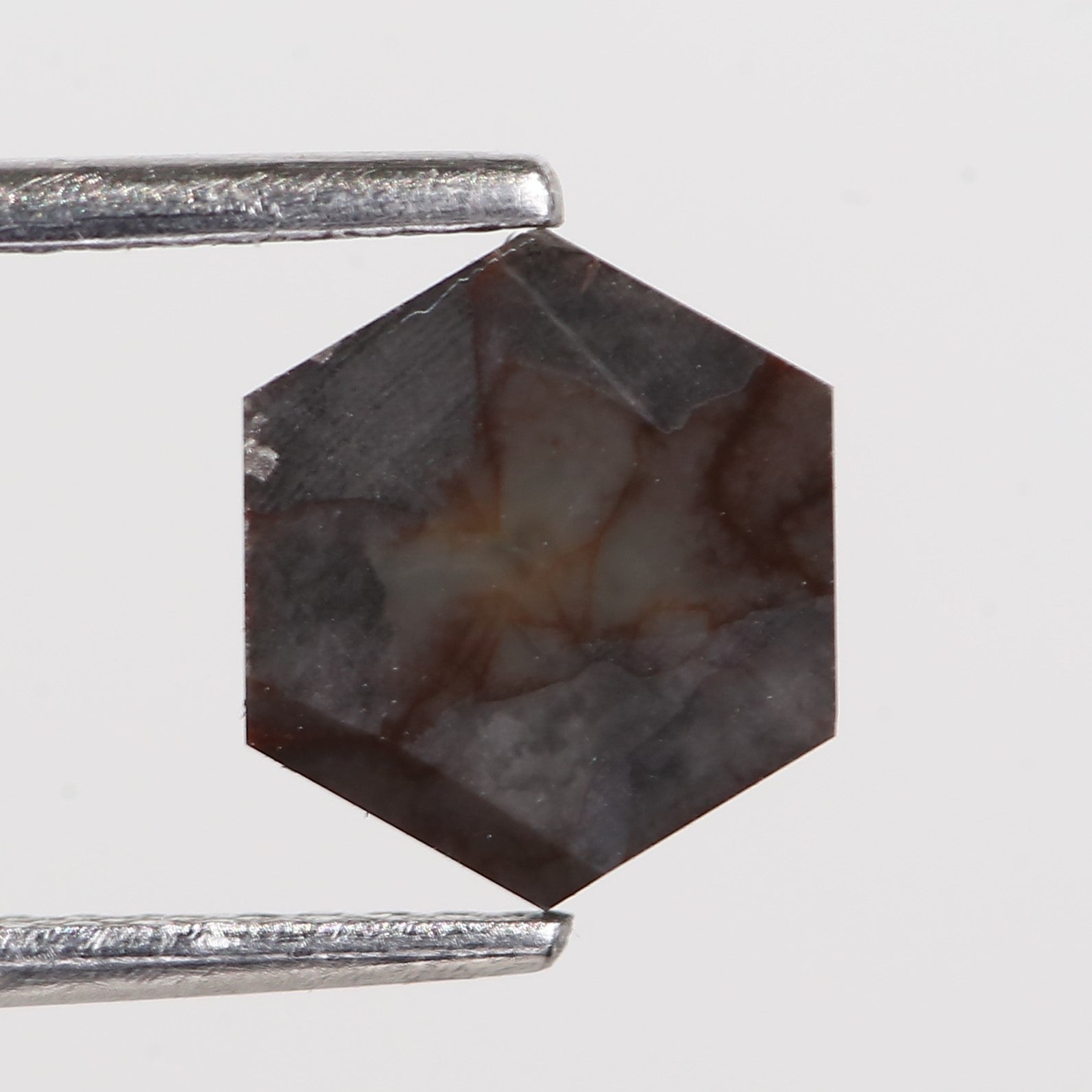 1.40 Carat Natural Hexagon Red Gray Diamond 6.98 MM