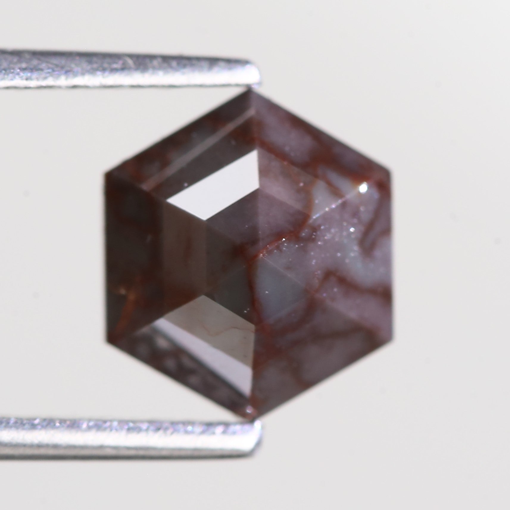 1.40 Carat Natural Hexagon Red Gray Diamond 6.98 MM